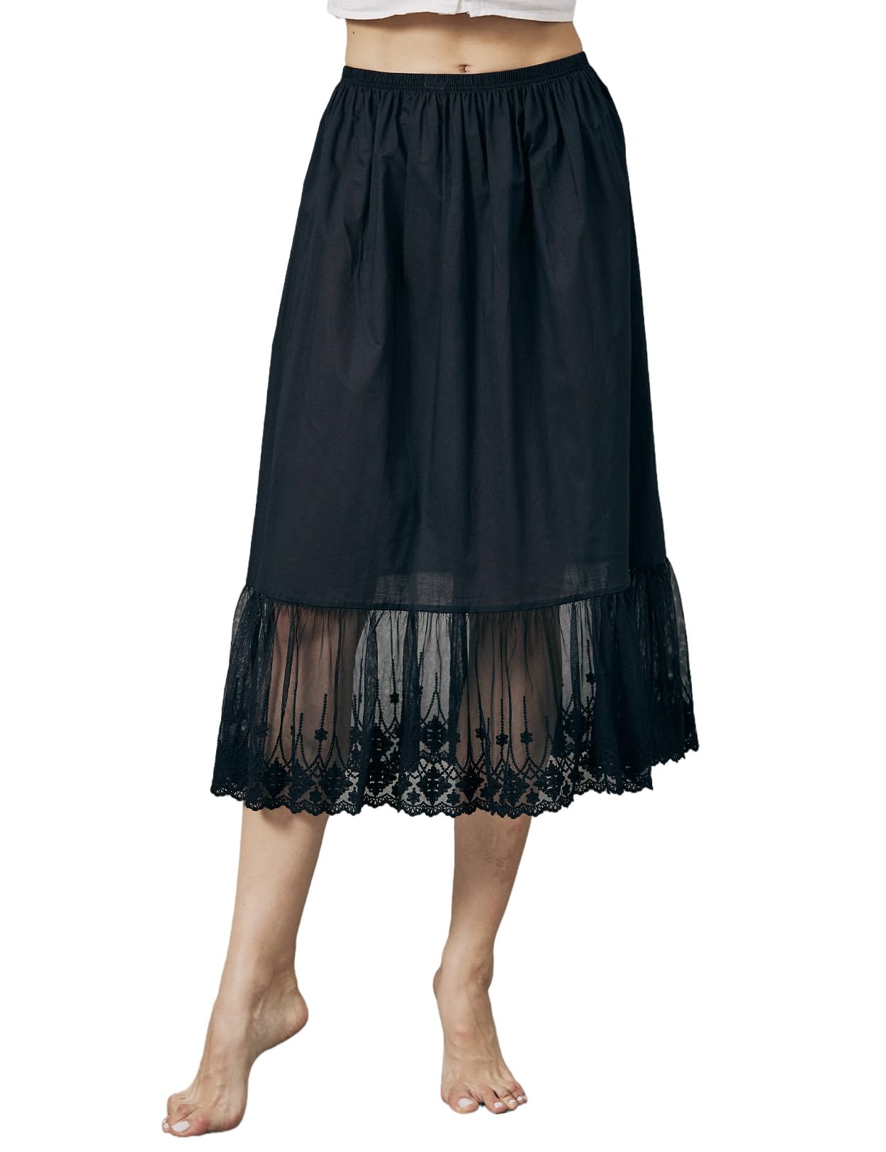 【送料無料】[BEAUTELICATE] レーストリム付きハーフスリップコットンスカートエクステンダーヴィンテ..