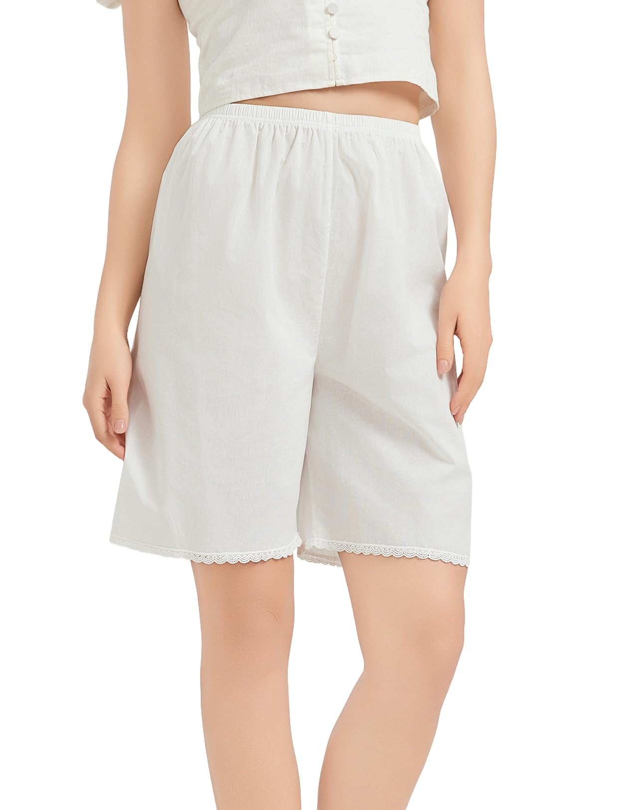 【送料無料】[BEAUTELICATE] ぺチパンツ 100％綿 50cm丈 90cm丈 裾レース ウエストゴム 静電気防止 吸..