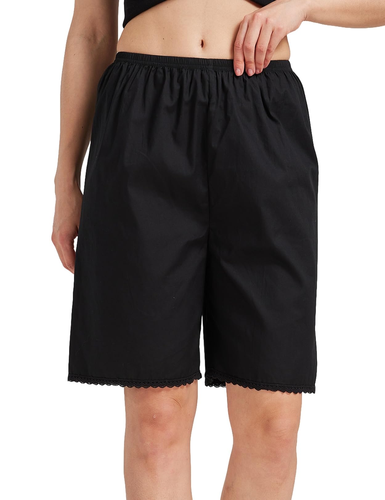 【送料無料】[BEAUTELICATE] ぺチパンツ 100％綿 50cm丈 90cm丈 裾レース ウエストゴム 静電気防止 吸..