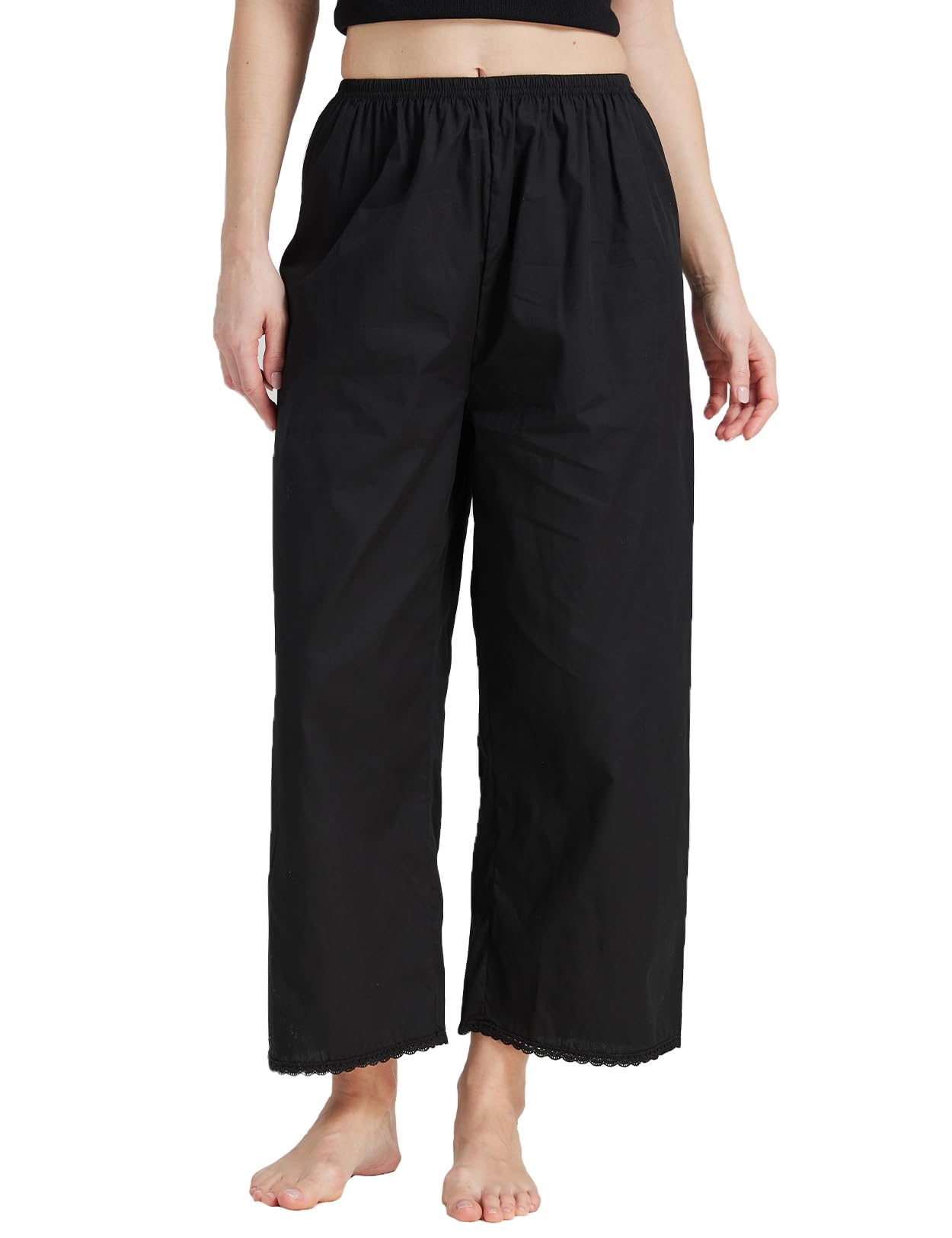 【送料無料】[BEAUTELICATE] ぺチパンツ 100％綿 50cm丈 90cm丈 裾レース ウエストゴム 静電気防止 吸..