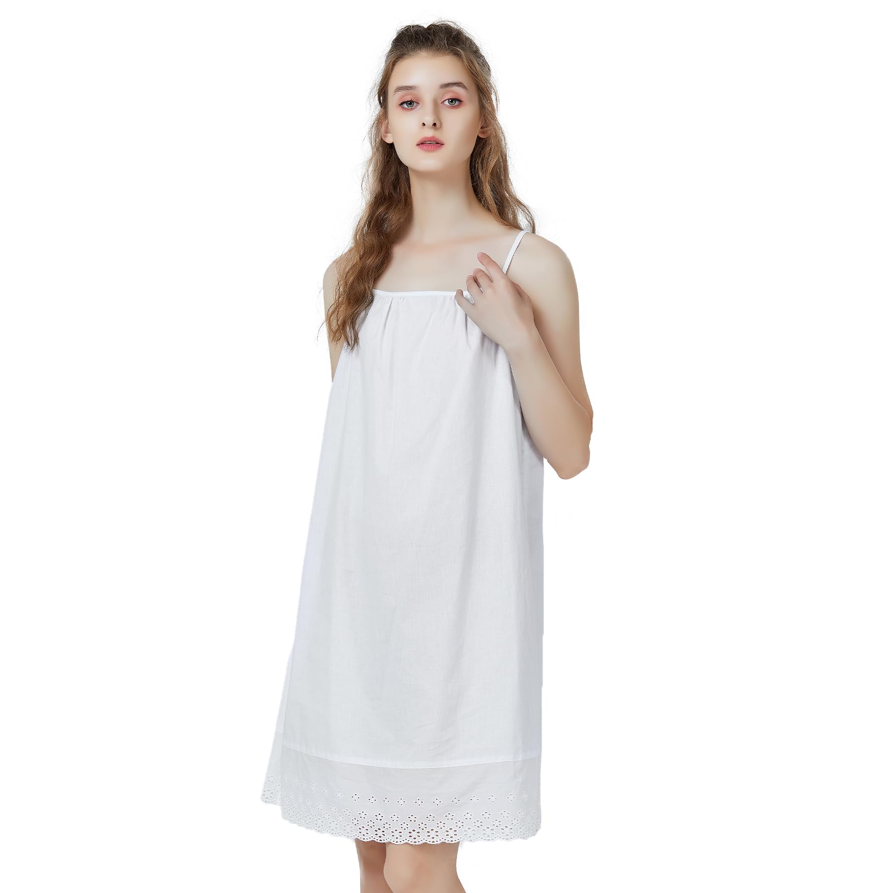 【送料無料】[BEAUTELICATE] ハーフスリップ キャミソール 花柄刺繍 安全綿100% 下着 インナーワンピー..