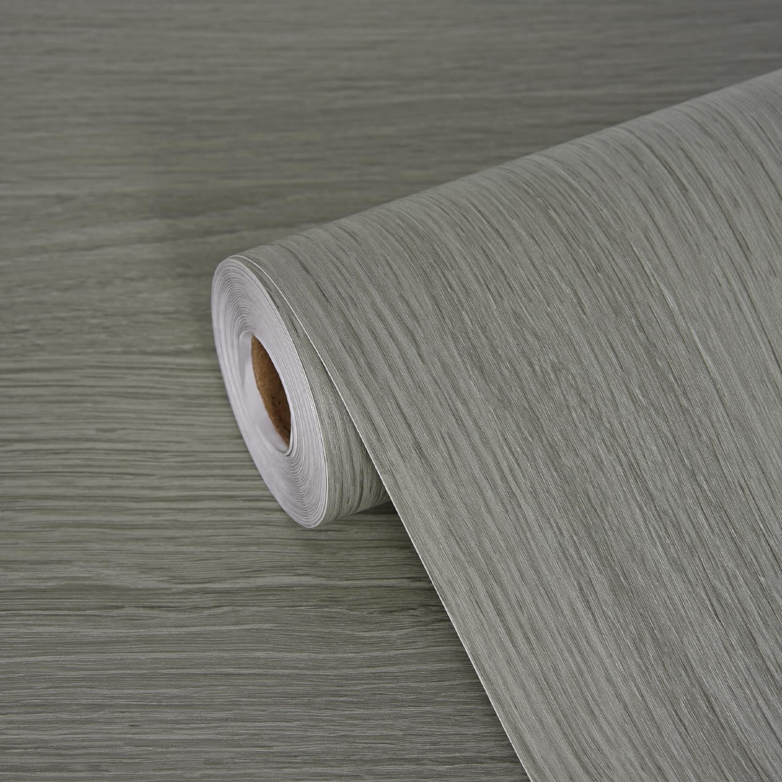 【送料無料】FOLU 壁紙シール おしゃれ 木目シート 厚手 色：A127-ミディアムグレー、サイズ：幅40 cm x 長さ5 m