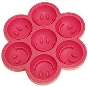 【送料無料】製氷皿 氷の鋳型OKSANO 笑顔製氷器 製氷機 製氷 皿 穴付き アイスボール 丸氷 ビール お茶 お酒 お菓子 アイスクリーム かわいい笑顔型 7ビン 色：赤