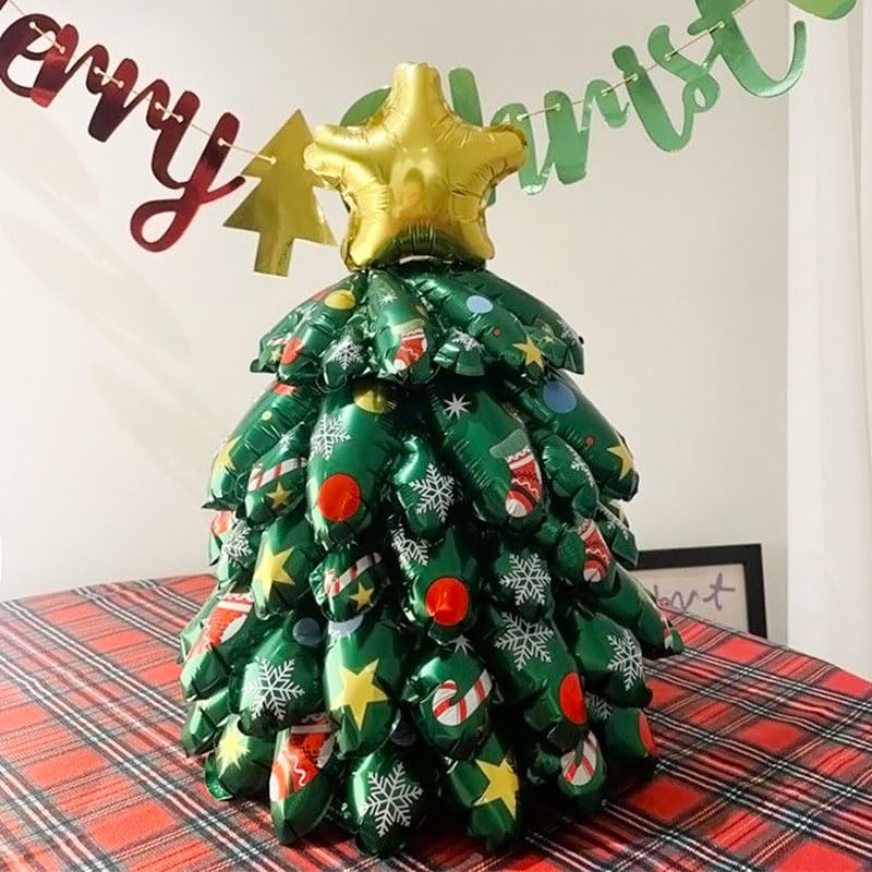 【送料無料】Moeagel クリスマスツリー 風船 卓上 クリスマス バルーン クリスマス卓上 飾り クリスマスツリー形状 ミニ クリスマスツリー 風船 立体感 クリスマス 風船 アルミ 組み立て簡単 クリスマス インテリア 屋内 お店 パーティー 色：卓上 クリスマスツリー 風船