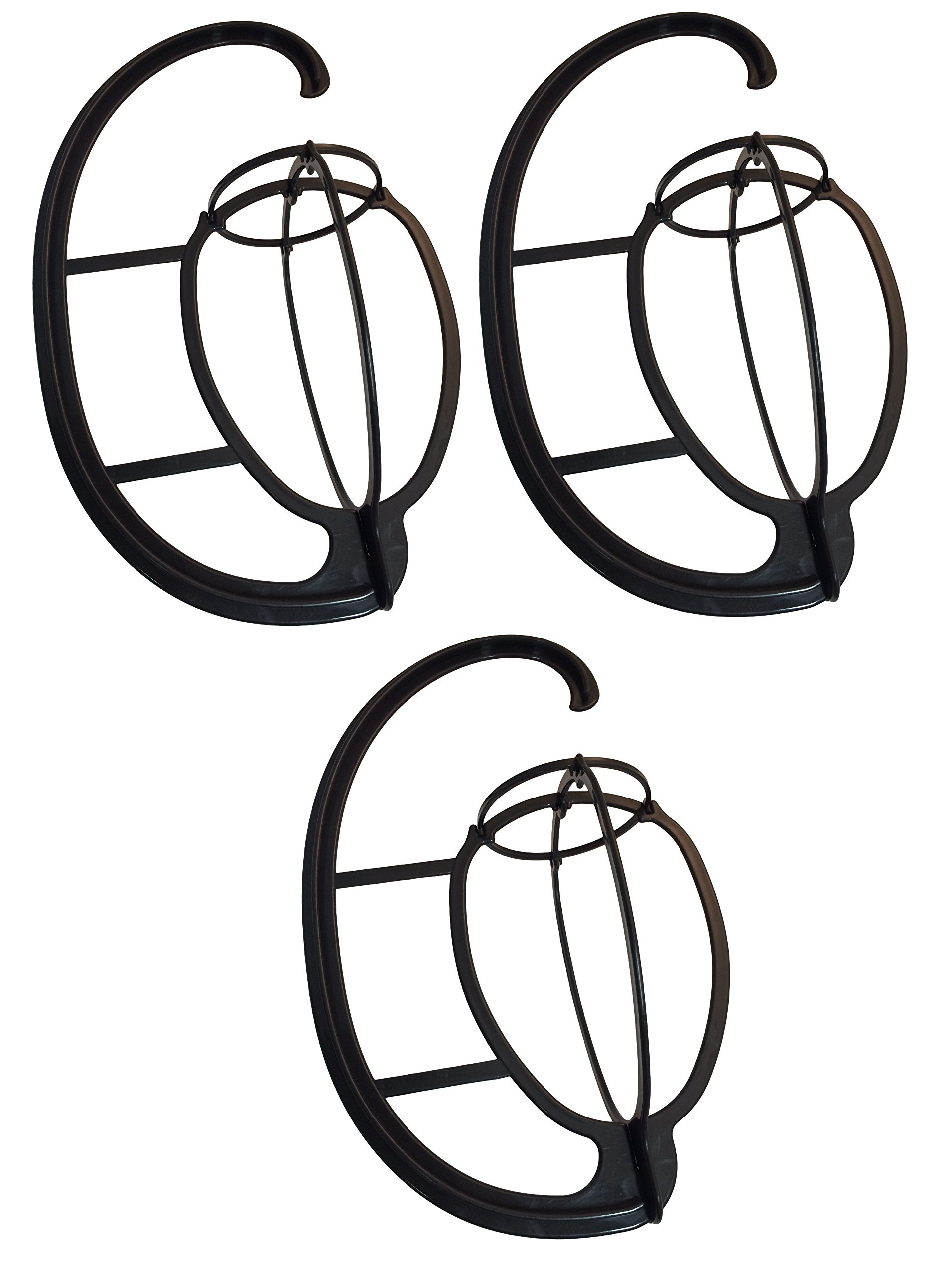 【送料無料】Yヤクニタツ 吊るして 簡単 お手入れ ウイッグ スタンド ハンガー ロング ウイッグ用 3個セット ブラック 色：ブラック、サイズ：3個セット