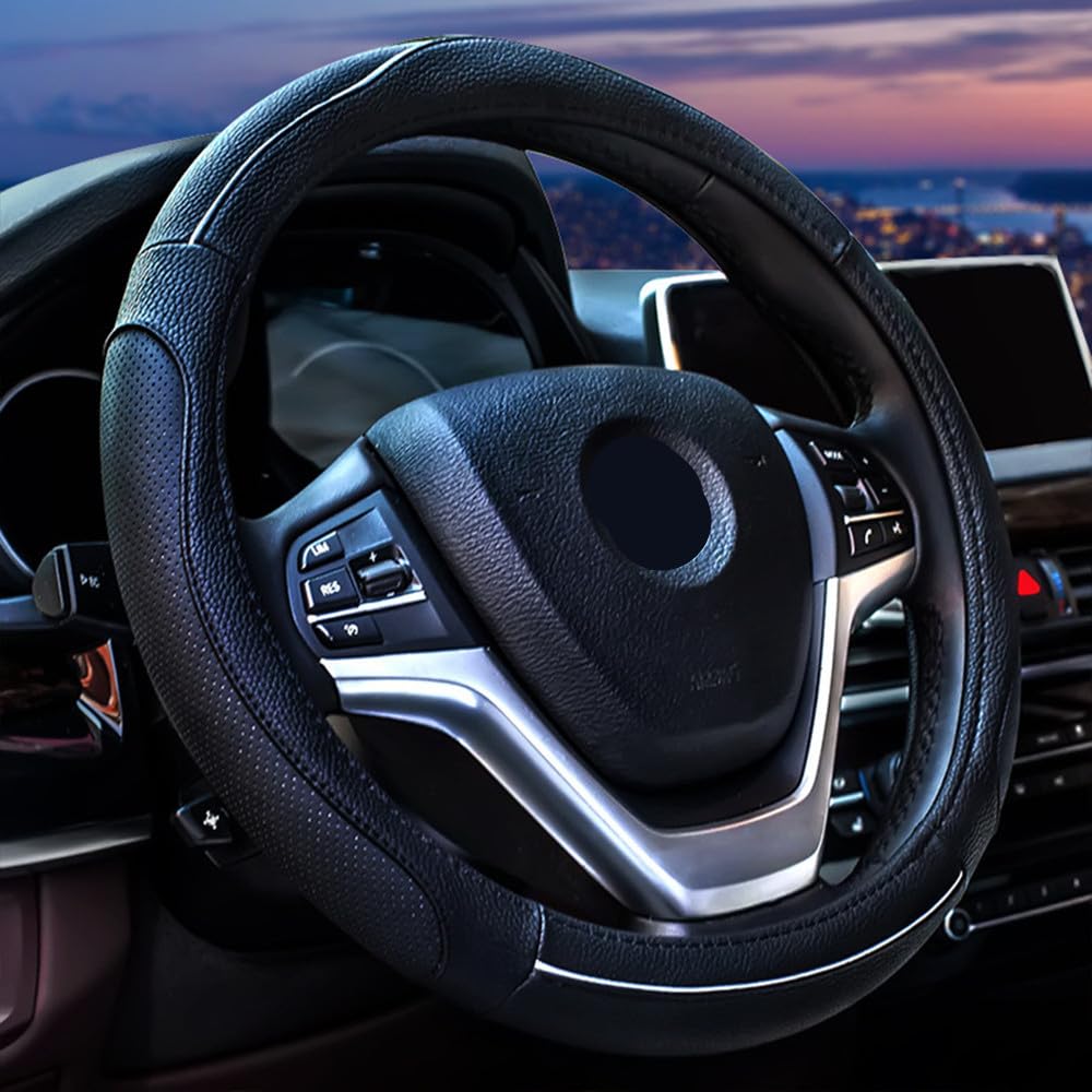 【送料無料】TATACLEA ハンドルカバー 軽自動車 乗用車 本革 O型 ステアリングカバー革 四季汎用 通気..