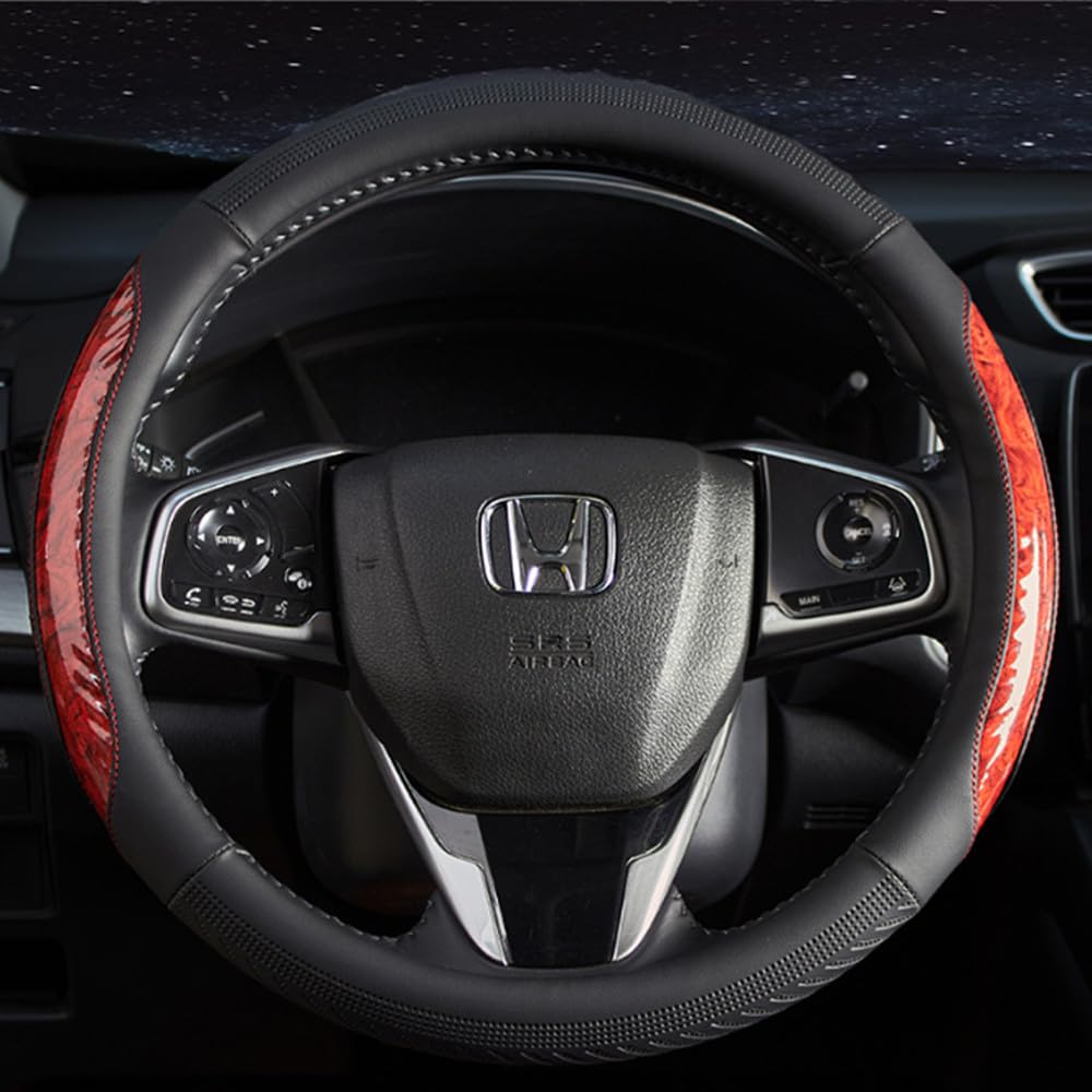 【送料無料】TATACLEA 車のステアリングホイールカバー、ピーチ木目スプライスカーボンファイバー、オ..