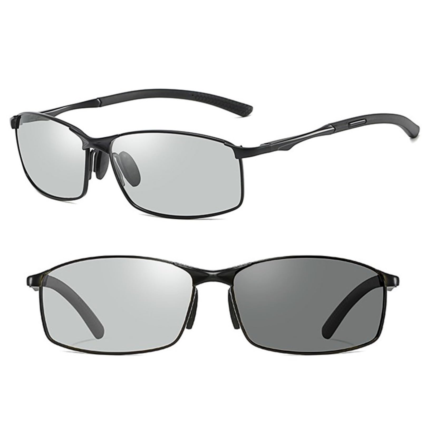 【送料無料】[REONAS] 偏光＋変色 サングラス メンズ 運転用 ドライブ 釣り 紫外線 UV400カット 偏光変色2 色：ブラック