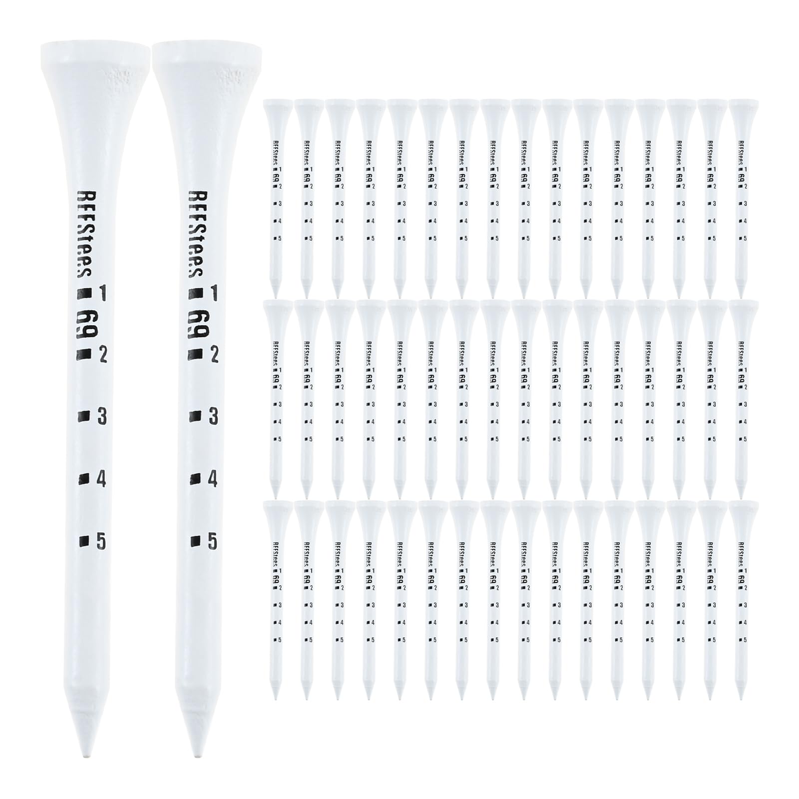 【送料無料】MUXSAM ゴルフティー 69mm 高さ調整 レギュラー ティー 曲がらない レギュラー ゴルフてぃーレギュラー ゴルフ用ティー 50個 2 3/...