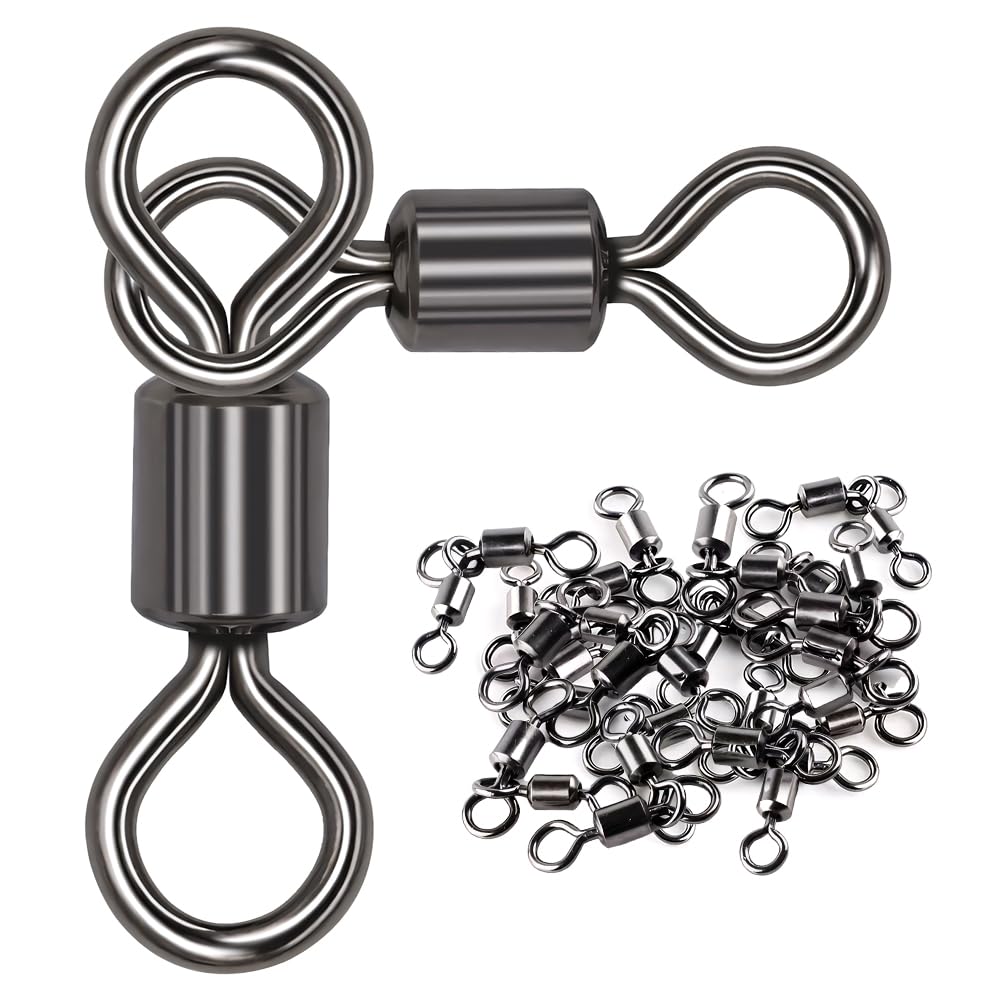 【送料無料】親子サルカン 50個/袋 徳用 三又サルカン スナップサルカンルアー スナップ ステンレス銅合金製 3ウェイ クレン親子スイベル 釣り糸コネクター 色：ブラック
