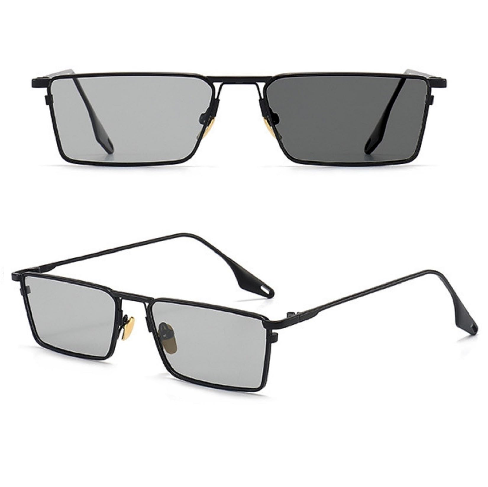 【送料無料】[REONAS] サングラス 偏光 + 調光 変色 + uvカット レンズ スクエア メタル 芸能人 ドライ..