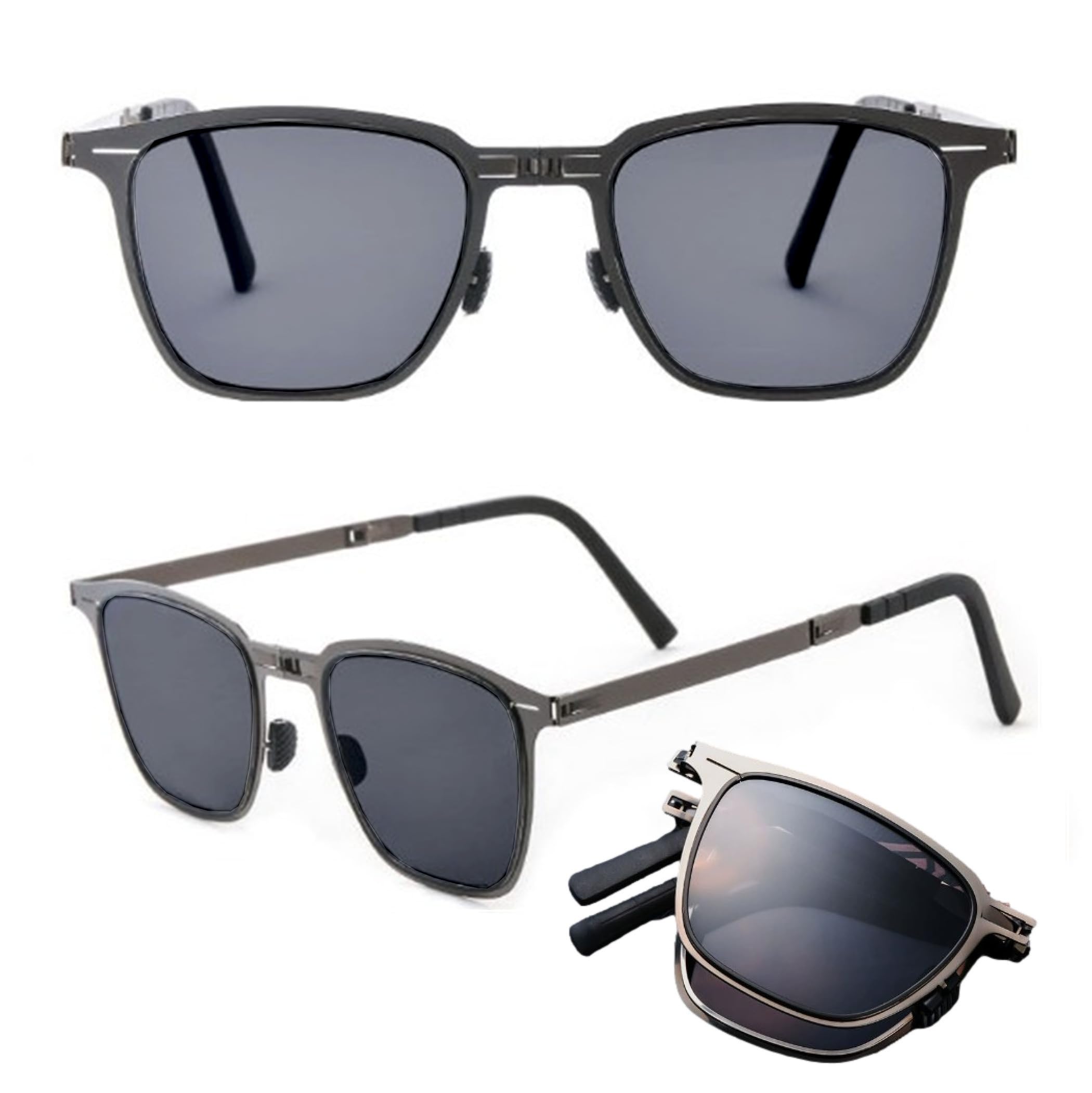 【送料無料】[REONAS] 超軽量ステンレス 折りたたみ 偏光 サングラス UV400 運転/釣り/偏光 レトロ メ..