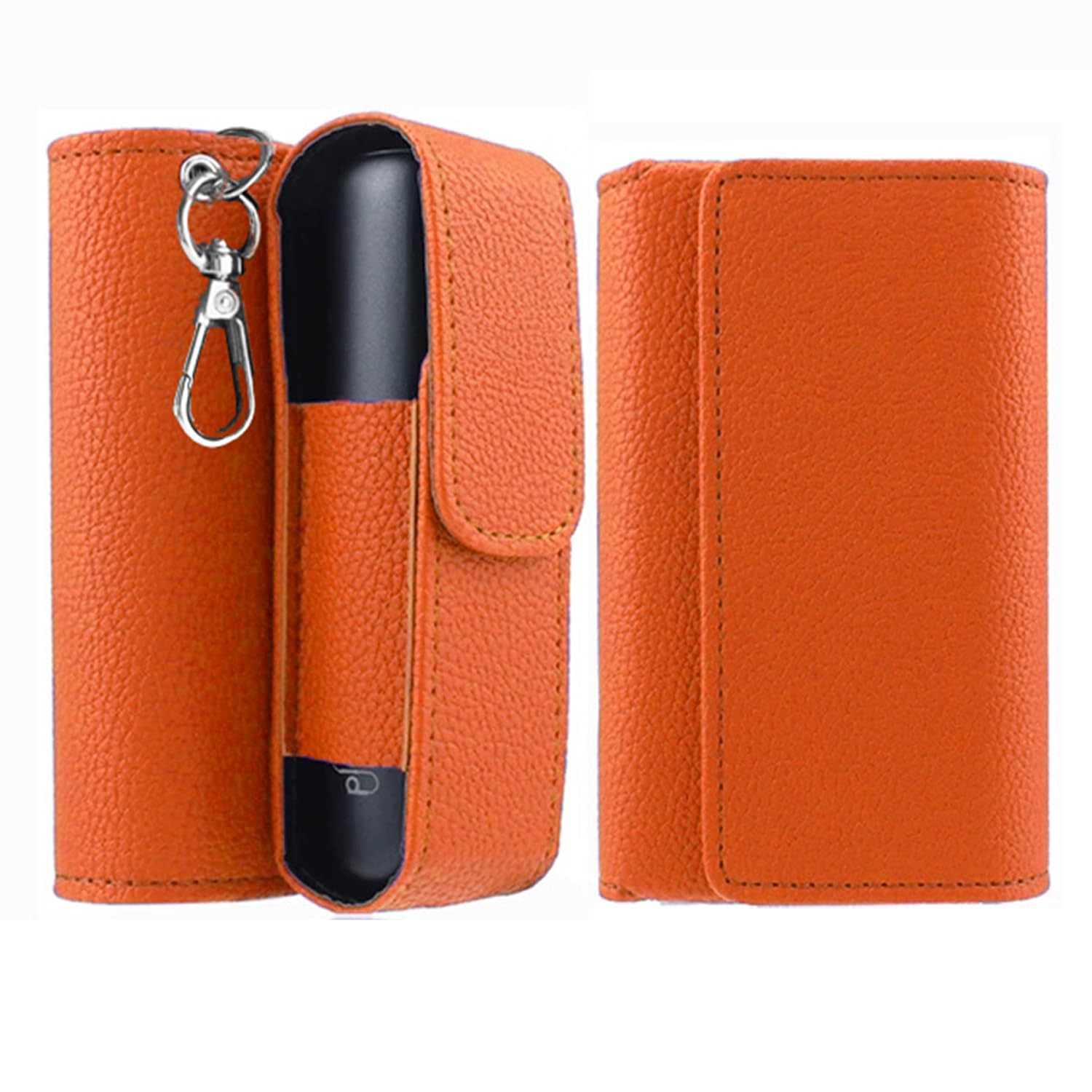 【送料無料】MOICUU プルームオーラに適合するケース Ploom auraに使用できるカバー Ploom aura用カバー 【たばこ＆アクセサリ一体収納】加熱式たばこ用 ヒットスティック収納 キーホルダーに付き 色：オレンジ