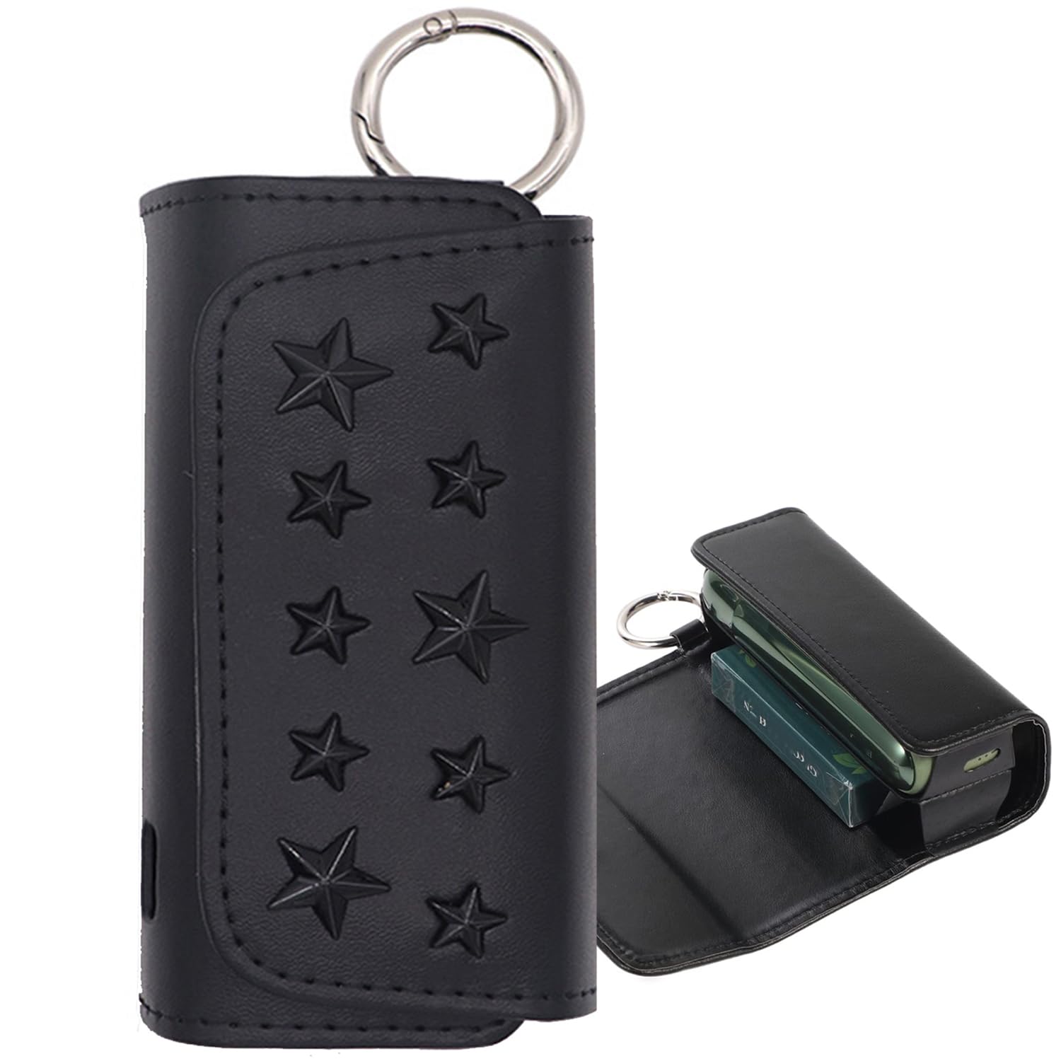 【送料無料】MOICUU互換ケース イルマ対応 イルマi対応のケース PUレザー 製 イルマ用のカバー カラビナ付き まとめて収納 マグネット式 取り出し持ち運び便利 (ブラック)