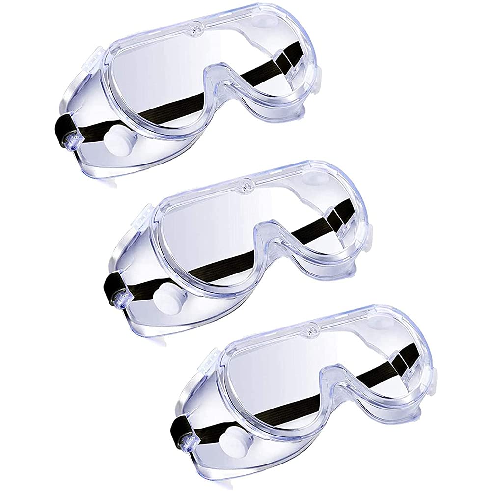 【送料無料】[Cone] 保護メガネ Anleikf ゴーグル 曇らない 防護 安全 防塵 飛沫対策眼鏡 オーバーグラス 曇り止め 防曇 保護用アイゴーグル眼鏡着用可耐衝撃性 防花粉 透明 軽量 防災ゲッズ 破片対応 アウトドア/作業用 色：保護ゴーグル 3個