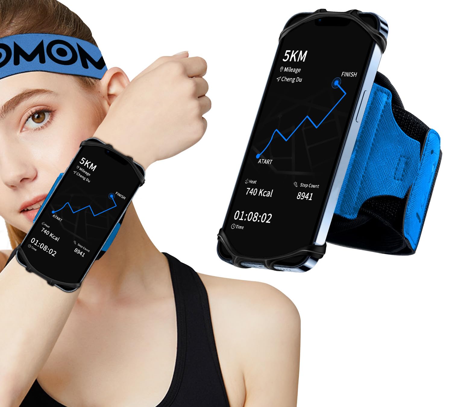 【送料無料】HLOMOMスマホ 腕 ホルダー用リストバンド電話ホルダー、前腕アームバンド 360°回転可能 & ..