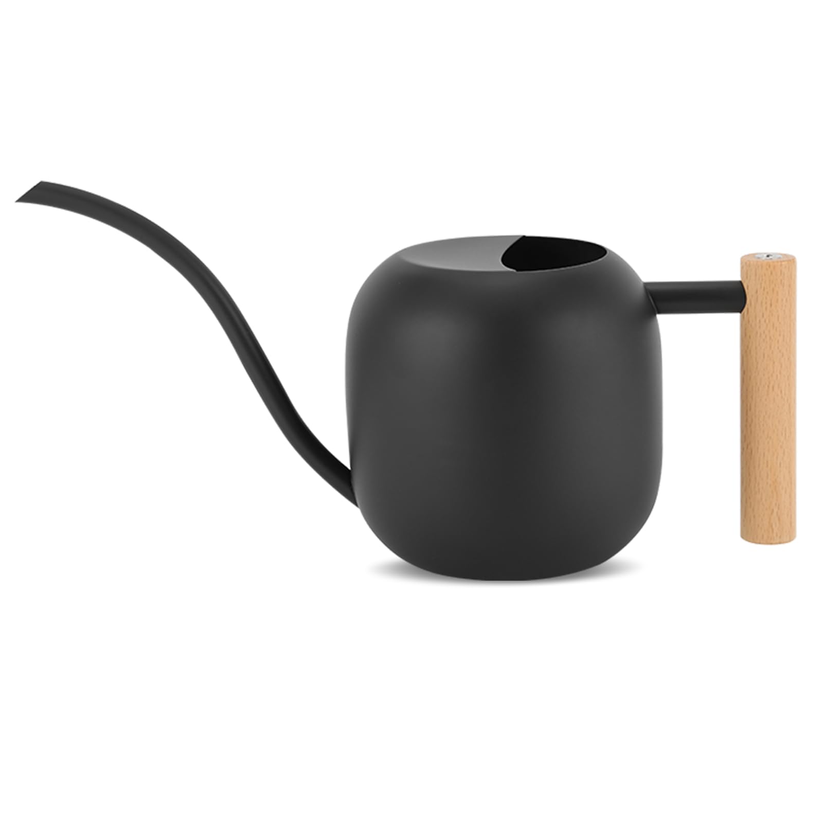 【送料無料】LanQii じょうろ 如雨露 ジョウロ 1200ml ピッチャー ウォーターポット 木製ハンドル ステンレス製 植物 園芸 アンティーク調 インテリア アウトドア おしゃれ 観葉植物 掃除 水差し 散水 安定した散水が行える ガーデニング 水やり 花壇 フラ 色：ブラック