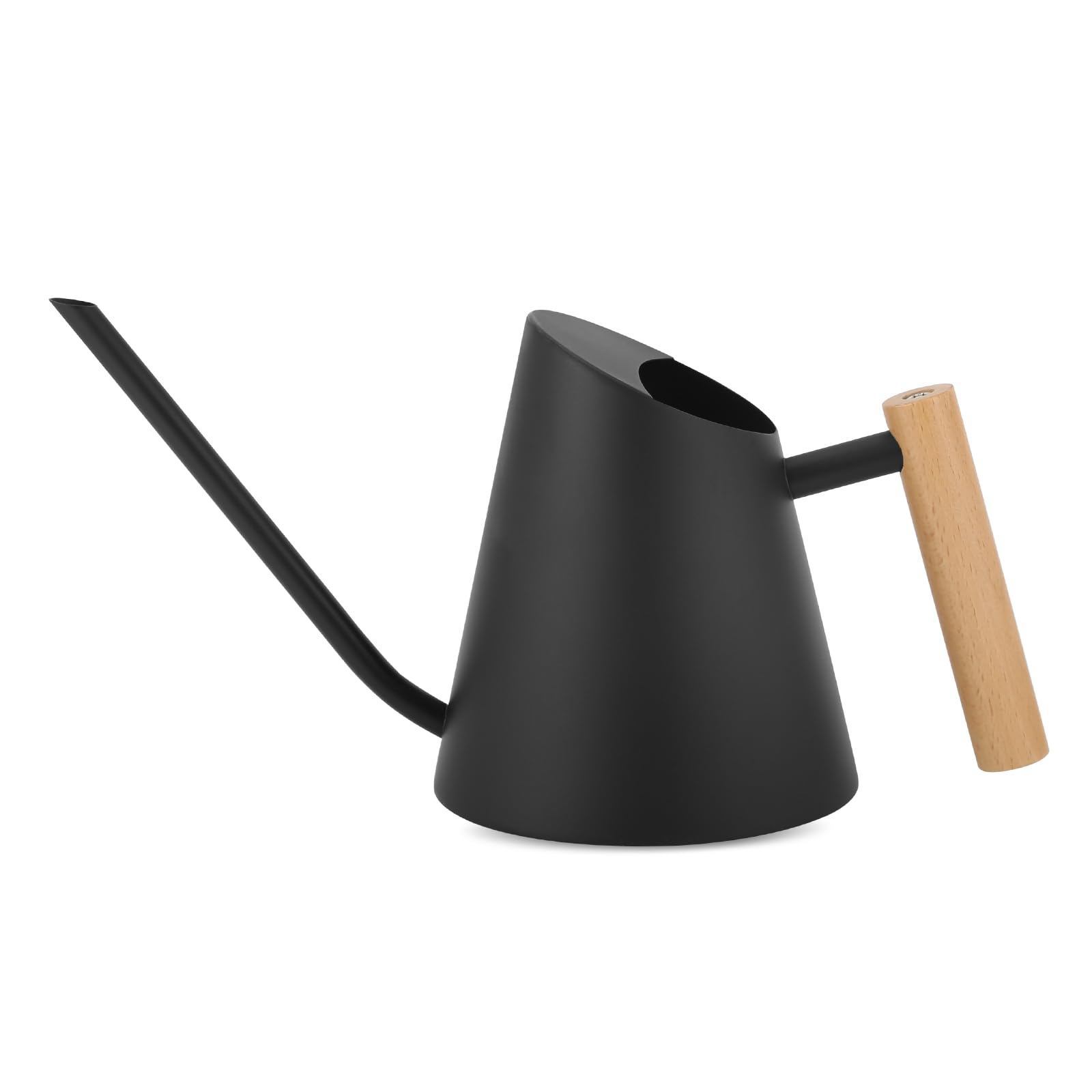 【送料無料】LanQii じょうろ 如雨露 ジョウロ 900ml ピッチャー ウォーターポット 木製ハンドル ステンレス製 植物 園芸 アンティーク調 インテリア アウトドア おしゃれ 観葉植物 掃除 水差し 散水 安定した散水が行える ガーデニング 水やり 花壇 フラワ 色：ブラック