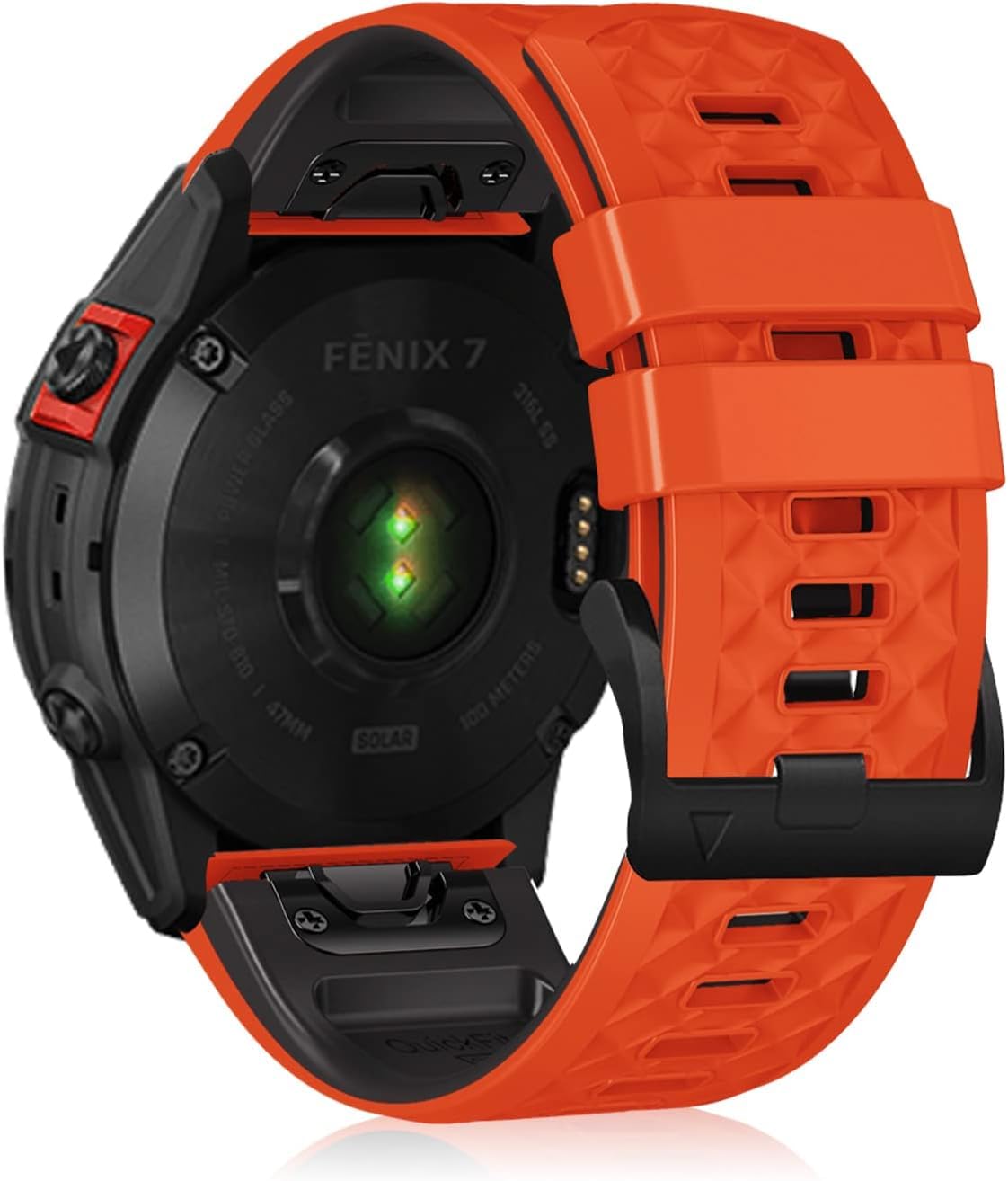 【送料無料】[LanQii] バンド22mm 用の QuickFit Garmin Fenix 7 Pro Solar/Approach S70 47mm/Fenix 7 Pro/7/6/5/6 Pro対応 シリコンバンド 【柔軟性・耐摩耗・耐久性】 スポーツバンド 時計バンド 用のGarmin Approach S70 47 mm 色：オレンジ/ブラック、サイズ：22MM