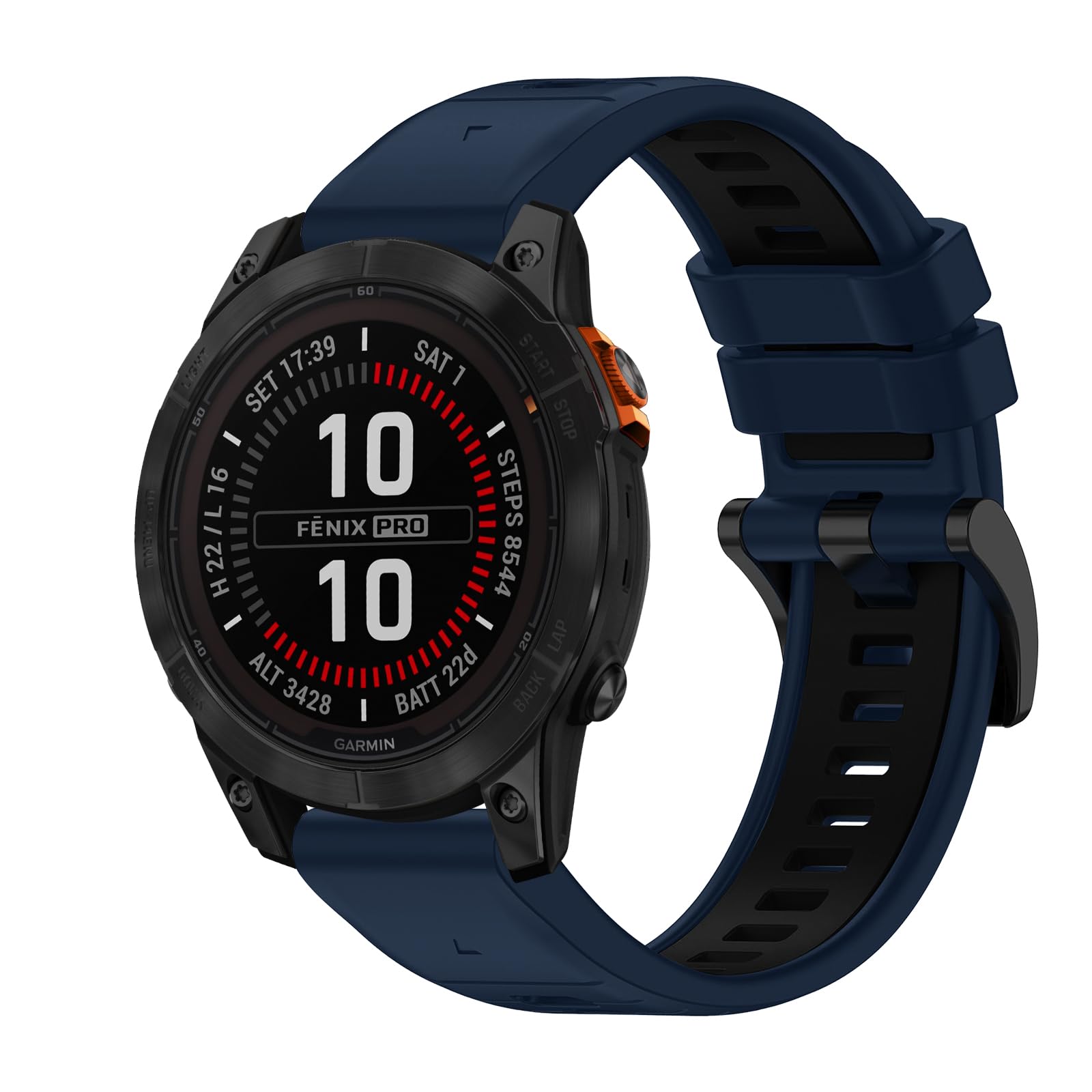 【送料無料】[LanQii] バンド22mm QuickFit Garmin Fenix 7 Pro Solar/Approach S70 47mm/Fenix 7/Fenix 6/6 GPS/6 Pro Solar/6 Sapphire GPS/Fenix 5/5 Plus 対応 シリコンバンド 【柔軟性・耐摩耗・耐久性】 スポーツバンド 時計バン 色：海軍&ブラック、サイズ：22MM