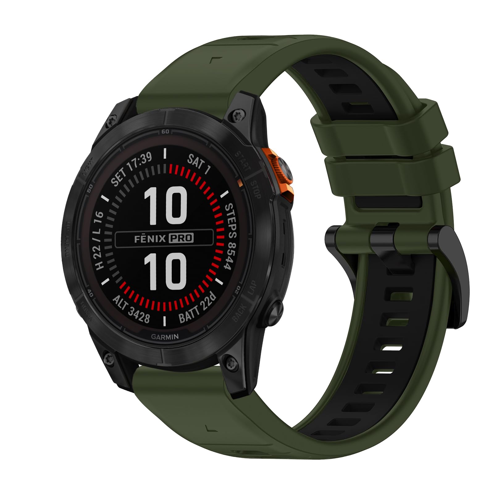 【送料無料】[LanQii] バンド22mm QuickFit Garmin Fenix 7 Pro Solar/Approach S70 47mm/Fenix 7/Fenix 6/6 GPS/6 Pro Solar/6 Sapphire GPS/Fenix 5/5 Plus 対応 シリコンバンド 【柔軟性・耐摩耗・耐久性】 スポーツバンド 色：ダークグリーン&ブラック、サイズ：22MM