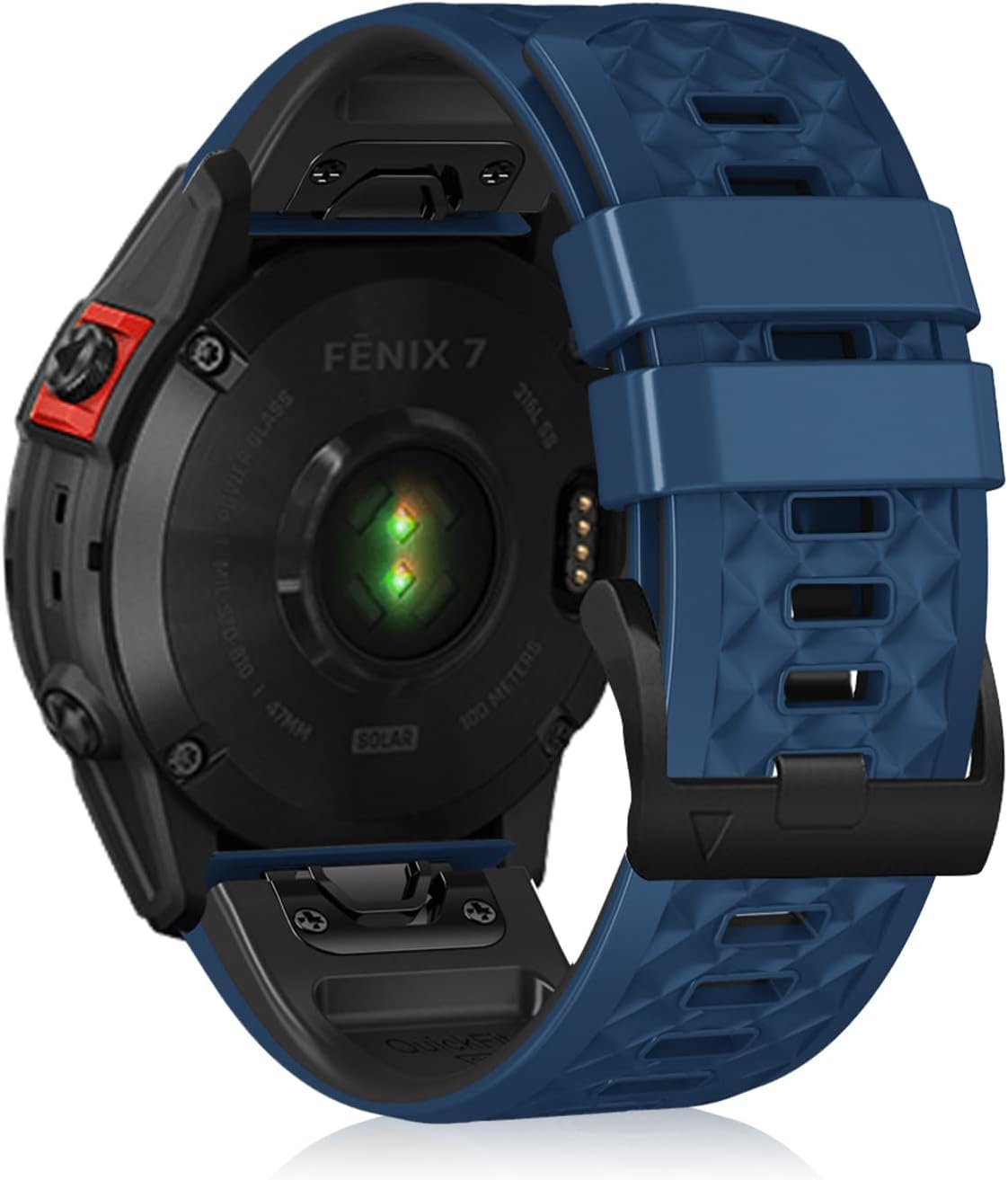 【送料無料】[LanQii] バンド 26mm QuickFit GARMIN Descent Mk3i /tactix 7 AMOLED/Fenix 7X Pro Solar/Fenix 7X/6X/Fenix 6X Pro/Fenix 5X/Plus 対応 シリコンバンド 【柔軟性・耐摩耗・耐久性】 スポーツバンド 時計バンド Garmin I 色：海軍&ブラック、サイズ：26MM