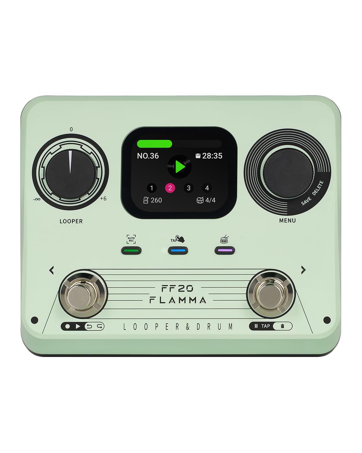【送料無料】FLAMMA FF20 ルーパーペダルドラムマシン 色：ミントグリーン