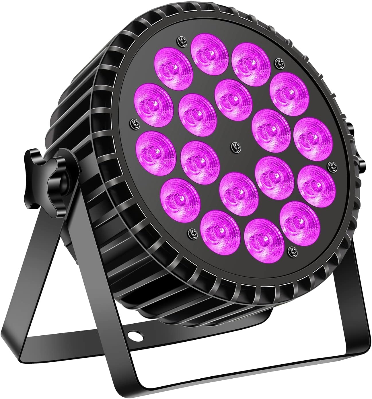 【送料無料】ZonQoonz 18*10W LED ステージライト RGB (赤、緑、青) + UV DJ パーティーライト超高輝度舞台照明 DMX512 制御およびサウンド起動制御ステージ/屋内および屋外のパーティーアクティビティ/カラオケ/バー/ディスコ/ハロウィン 色：ブラック(2)