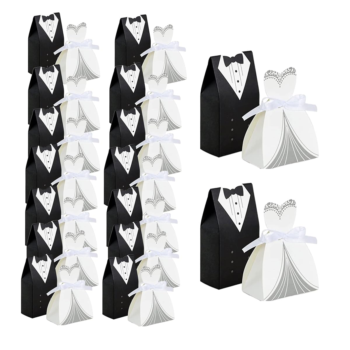 【送料無料】Rajjo プチギフト ボックス 結婚式 キャンディボックス 紙製 披露宴 お礼 新郎新婦 セット 色：新郎新婦 30枚セット、サイズ：10.8 cm x 10 cm x 3.8 cm