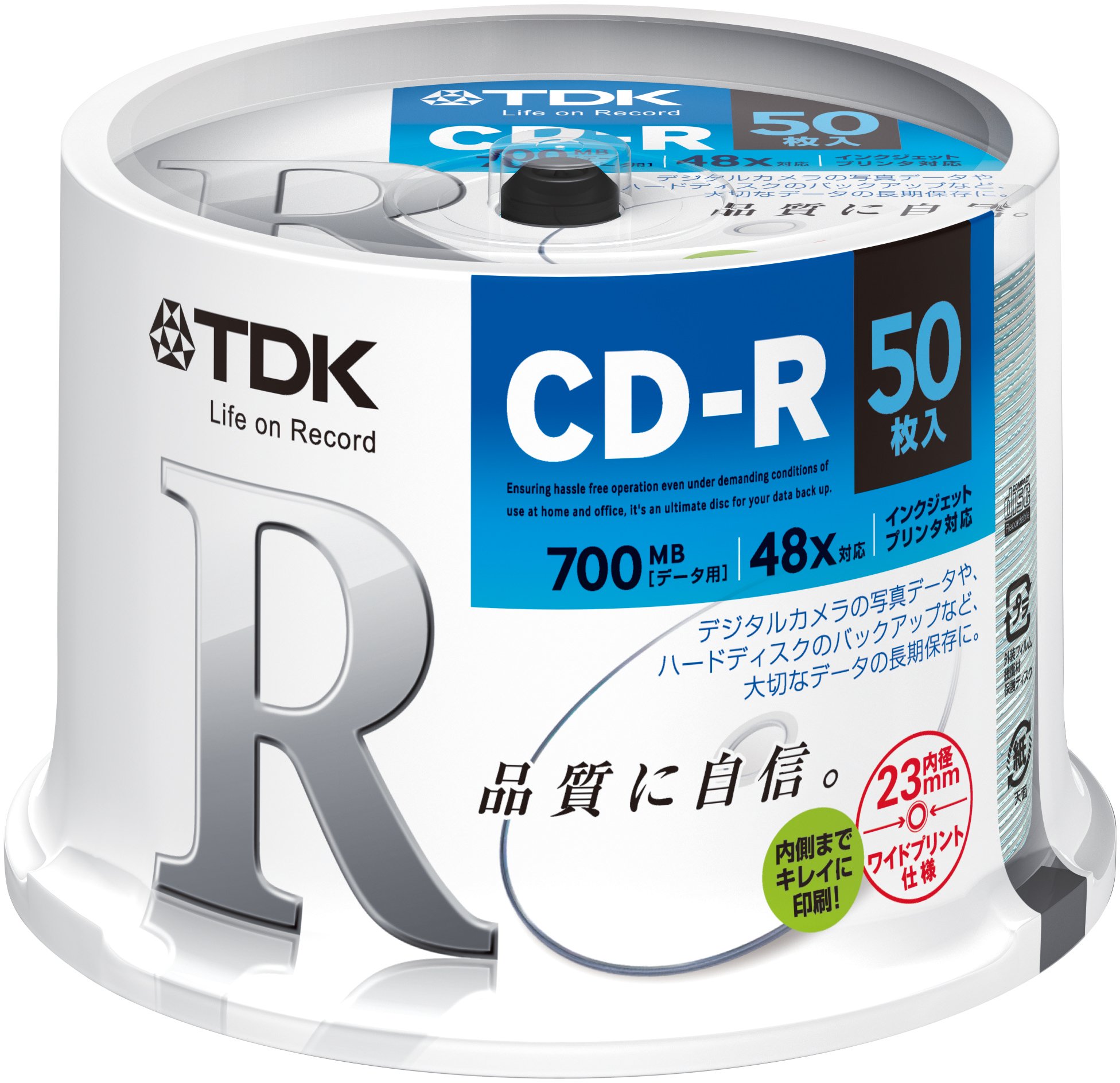 ̵TDK ǡCD-R 700MB 48®б ۥ磻ȥ磻ɥץ󥿥֥ 50祹ԥɥ CD-R80PWDX50PE