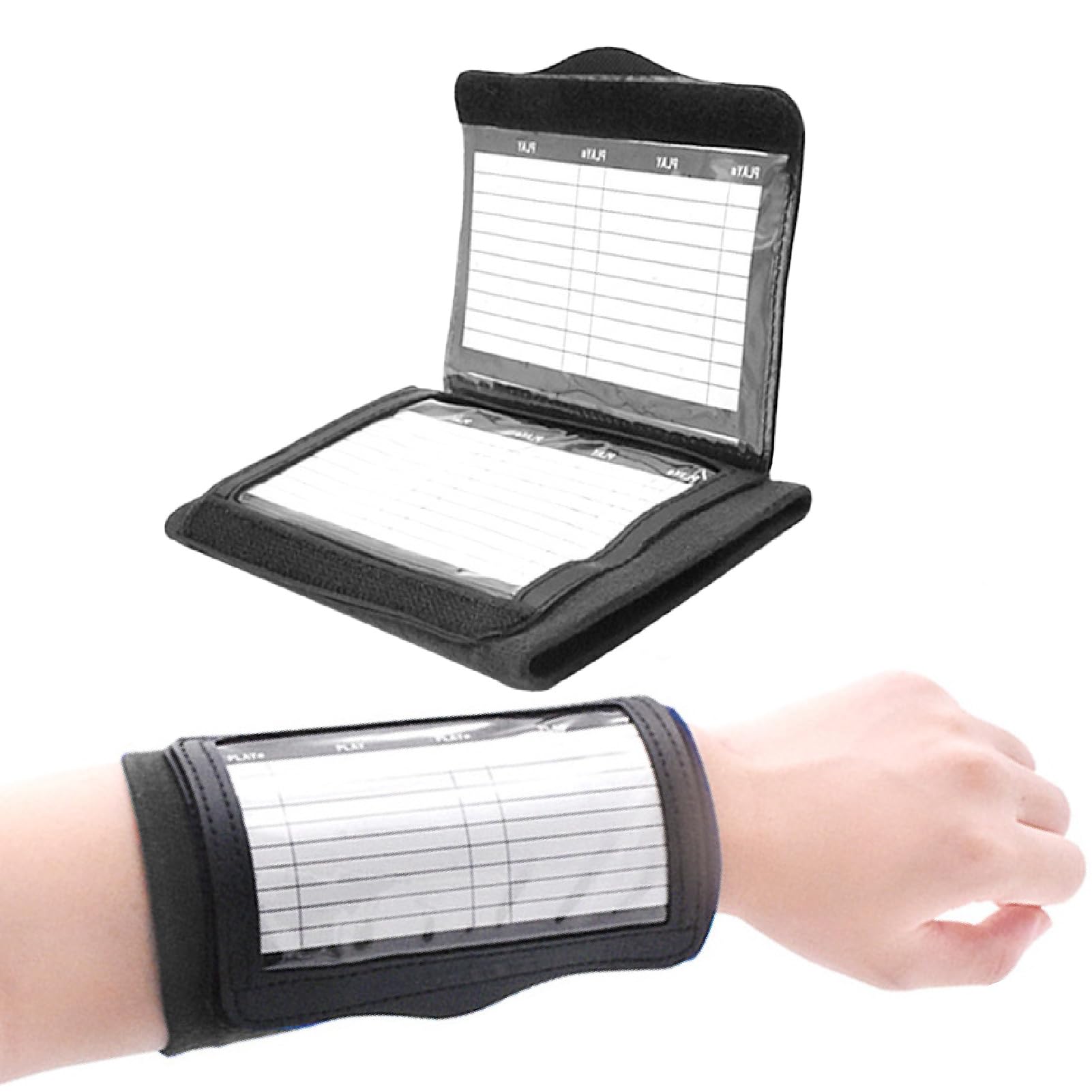 【送料無料】CAWKAY リストコーチ リストバンド プレイブック アメフト フットボール サッカー 野球 スポーツ 作戦 プレイシート 防水 通気性 色：ブラック