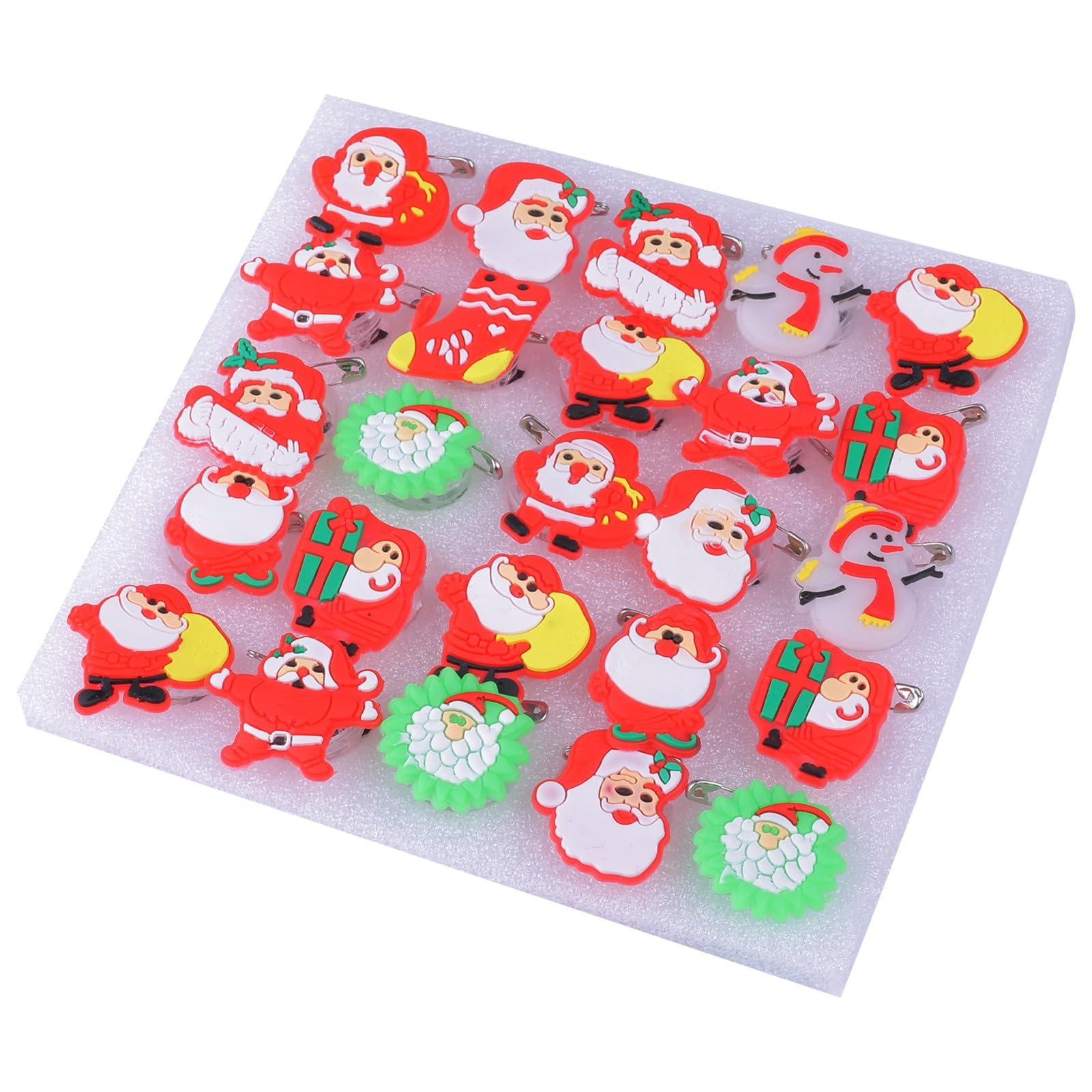 【送料無料】CAWKAY 光るブローチ クリスマス プレゼント 25個セット ハロウィン LED ランダム ピカピ..