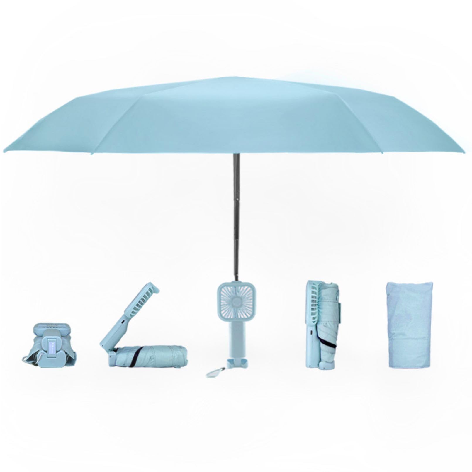 【送料無料】CAWKAY 日傘 扇風機付き 折り畳み傘 ファン パラソル 6本骨 U Vカット 日焼け防止 耐風 撥..