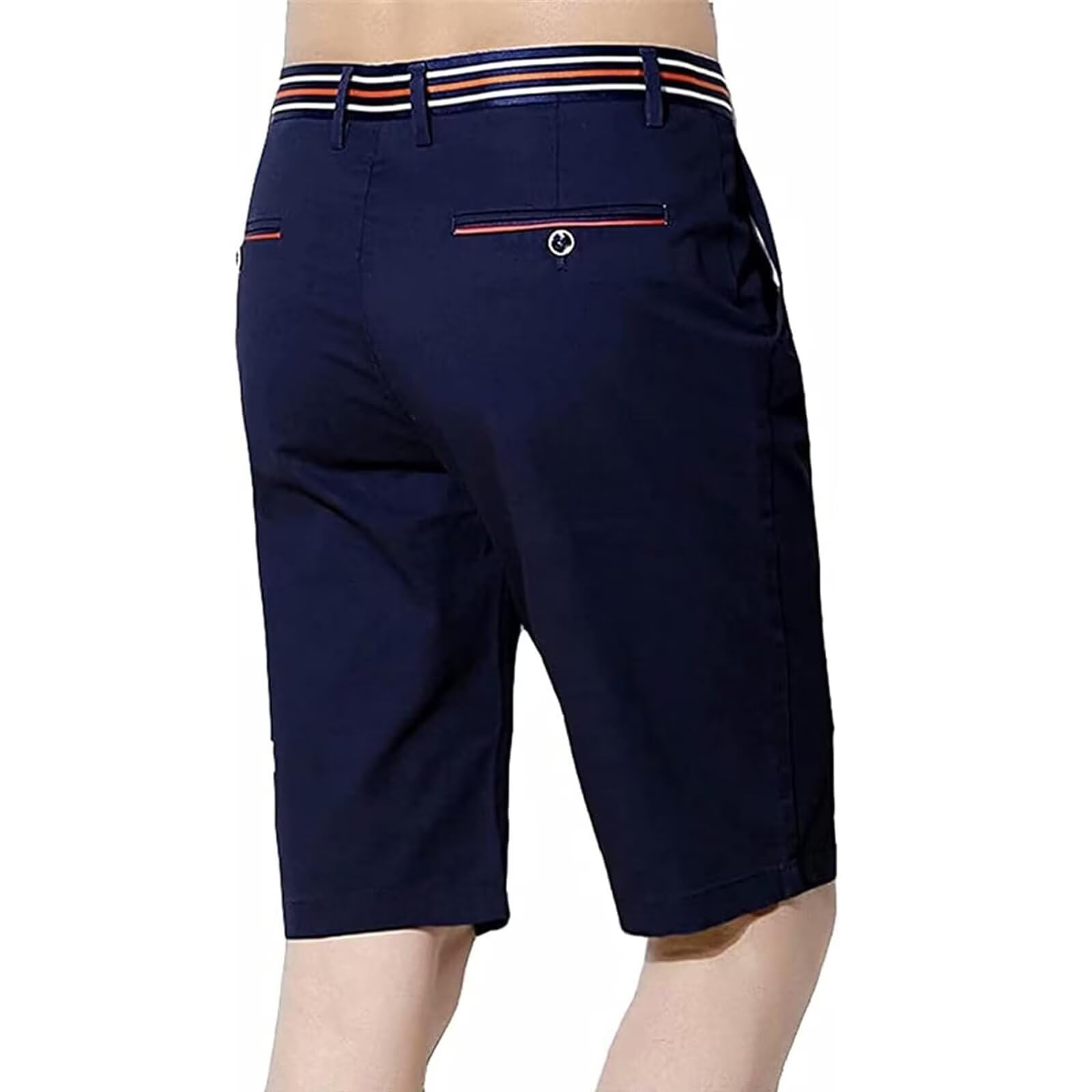 【送料無料】[inotenka] ゴルフパンツ ゴルフウェア ハーフパンツ チノパンツ ショートパンツ メンズ ストレッチパンツ 半ズボン メンズ カジュアル ビジネス 五分丈 クールビズ 薄手 男性用 短パン 通気 着こなし 色：ネイビー2、サイズ：38