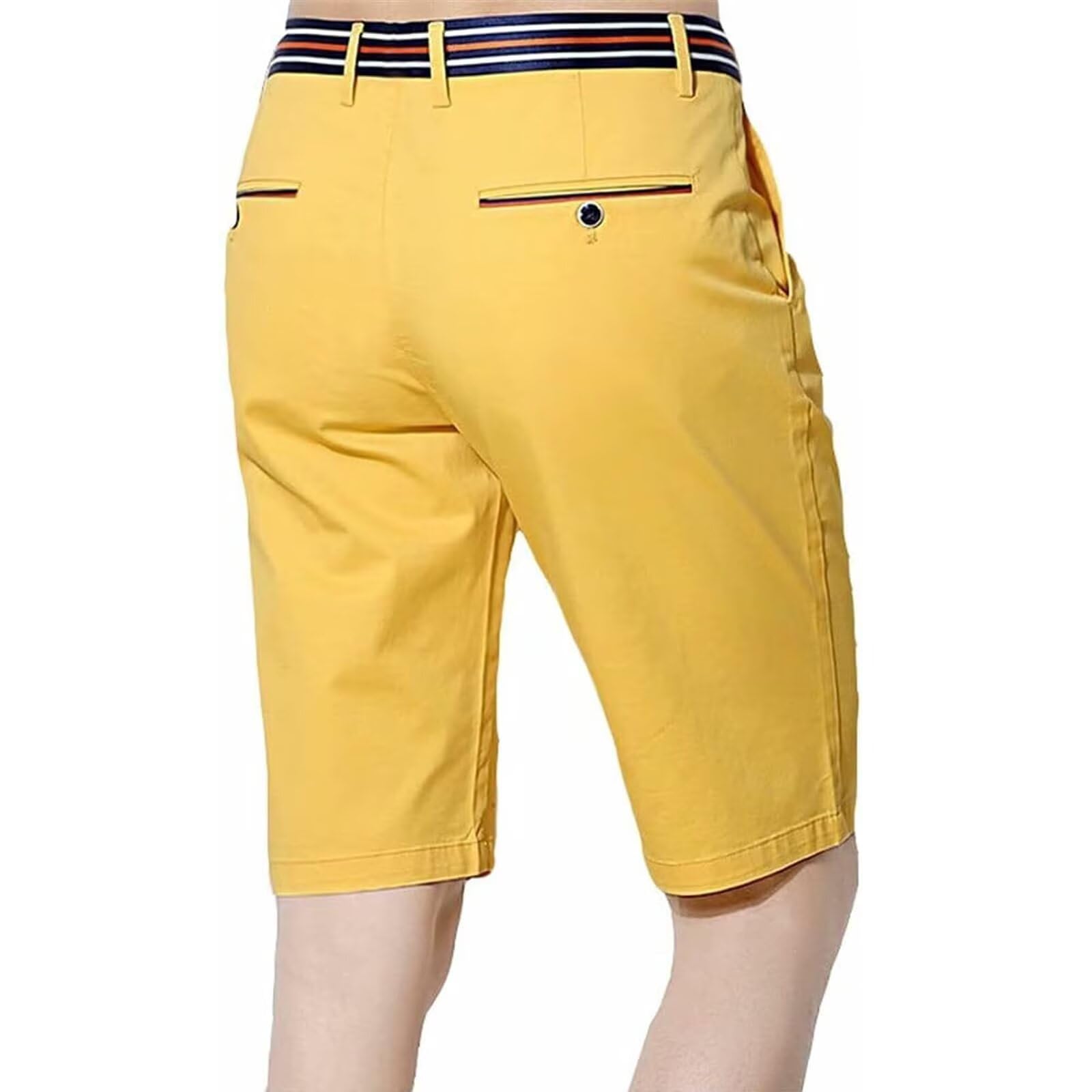 【送料無料】[inotenka] ゴルフパンツ ゴルフウェア ハーフパンツ チノパンツ ショートパンツ メンズ ストレッチパンツ 半ズボン メンズ カジュアル ビジネス 五分丈 クールビズ 薄手 男性用 短パン 通気 着こなし 色：イエロー2、サイズ：36