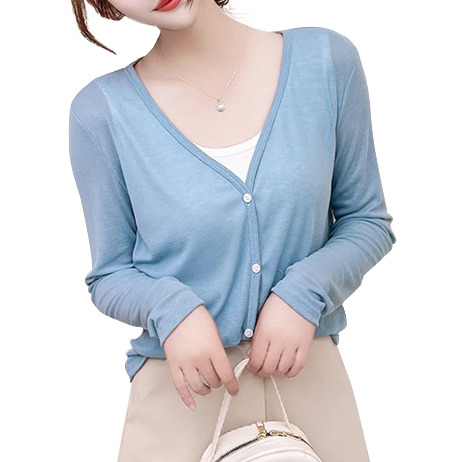 【送料無料】[inotenka] カーディガン レディース 薄手 ライトアウター UVカット 長袖 冷感 ショート丈..