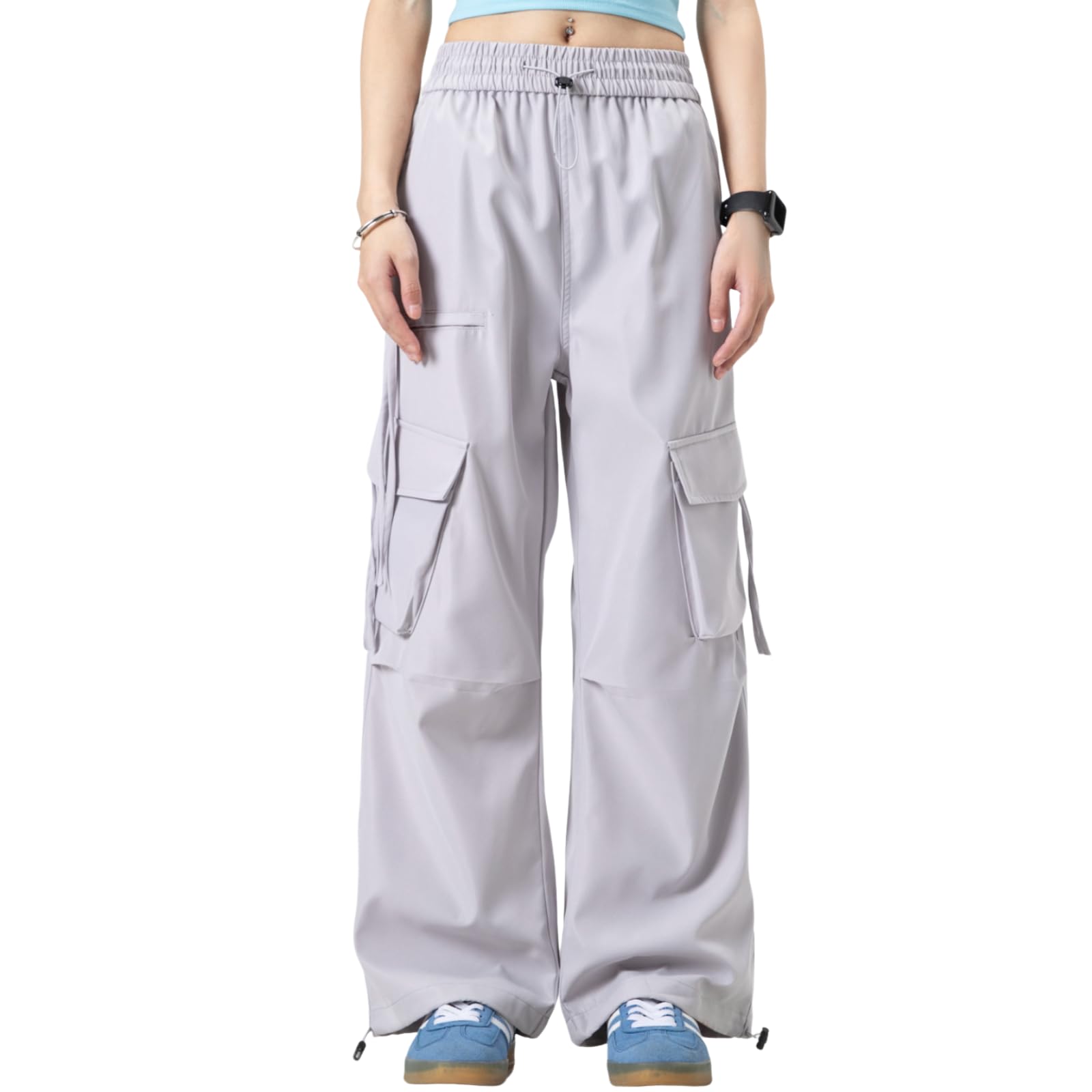 【送料無料】[inotenka] カーゴパンツ レディース ワイドパンツ ワークパンツ ドローコード 裾絞り 無..