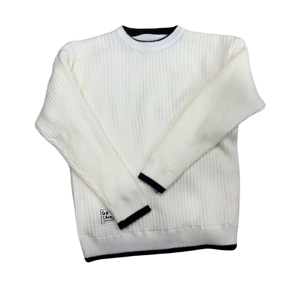 【送料無料】[Inkpoo] 男性セーター ゆったり ファッション ストライプ プリント 大きいサイズ 無地 軽..