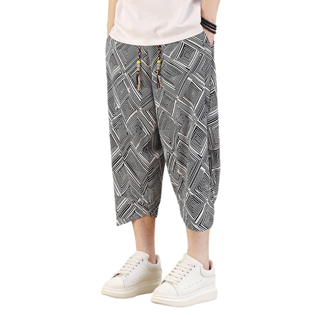 【送料無料】[Inkpoo] メンズ 夏用 ズボン 7分丈 サルエルパンツ テーパードパンツ ワイドパンツ 大き..