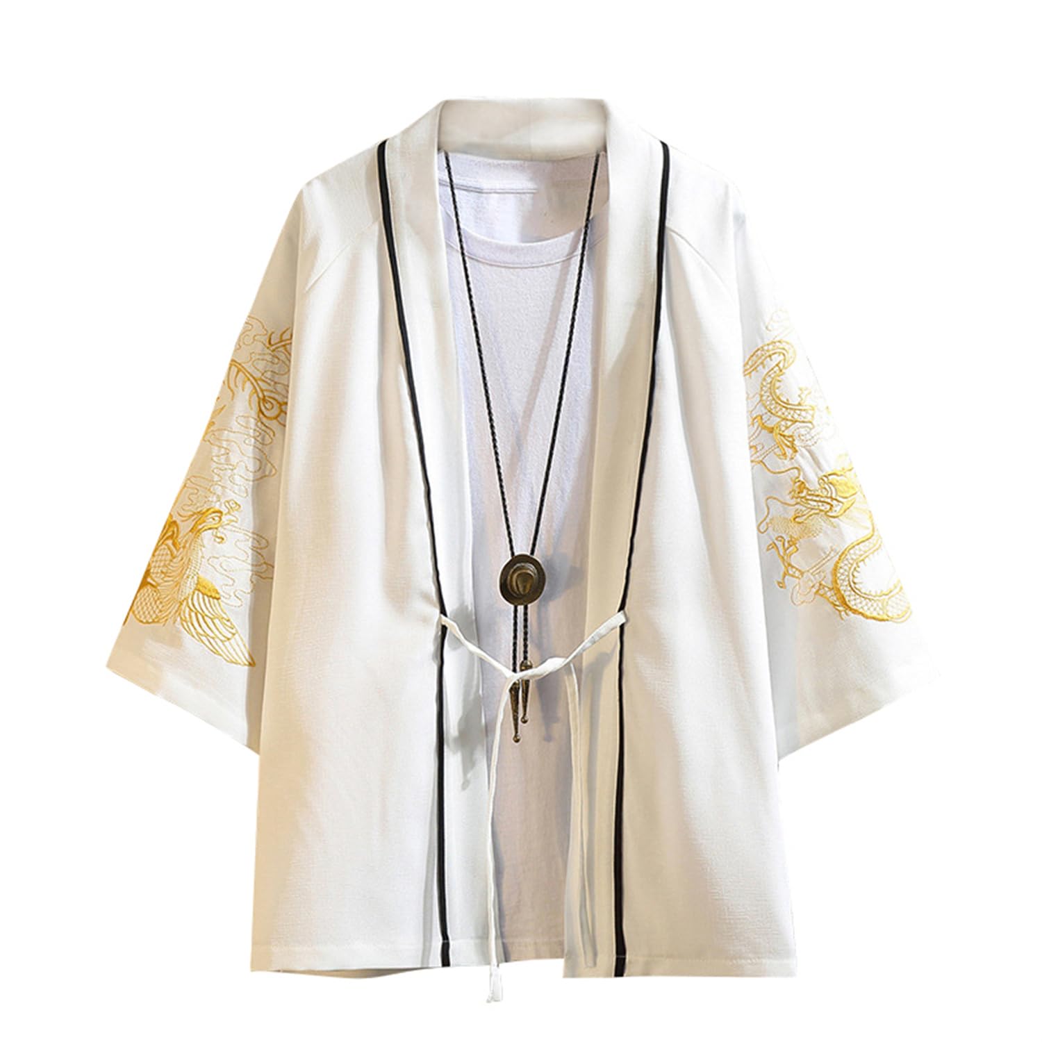 【送料無料】[Ininuk] カーディガン メンズ 夏 和式パーカー 和風 前開きシャツ シンプル柄 薄手 格好..