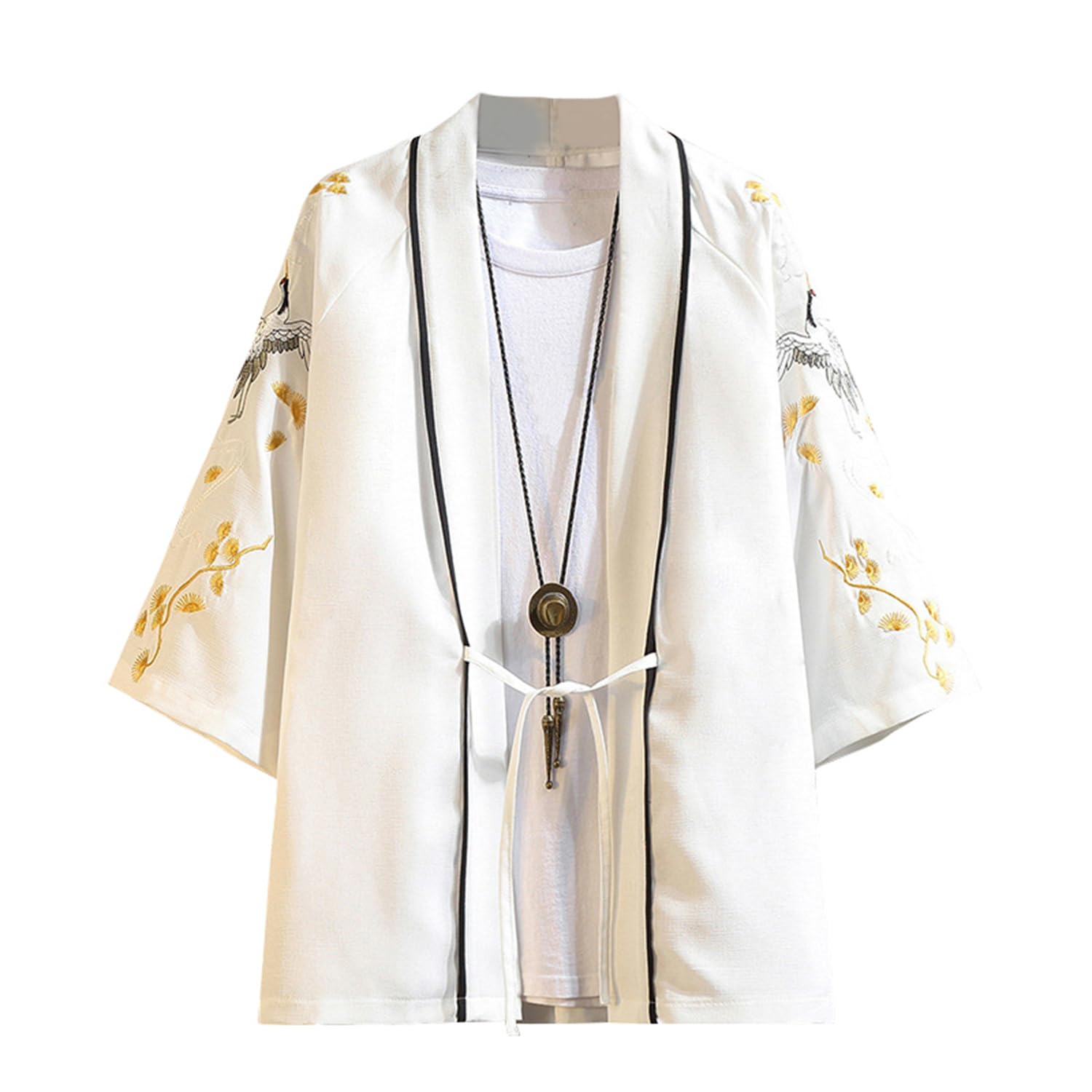 【送料無料】[Ininuk] カーディガン メンズ 夏 和式パーカー 和風 前開きシャツ シンプル柄 薄手 格好..