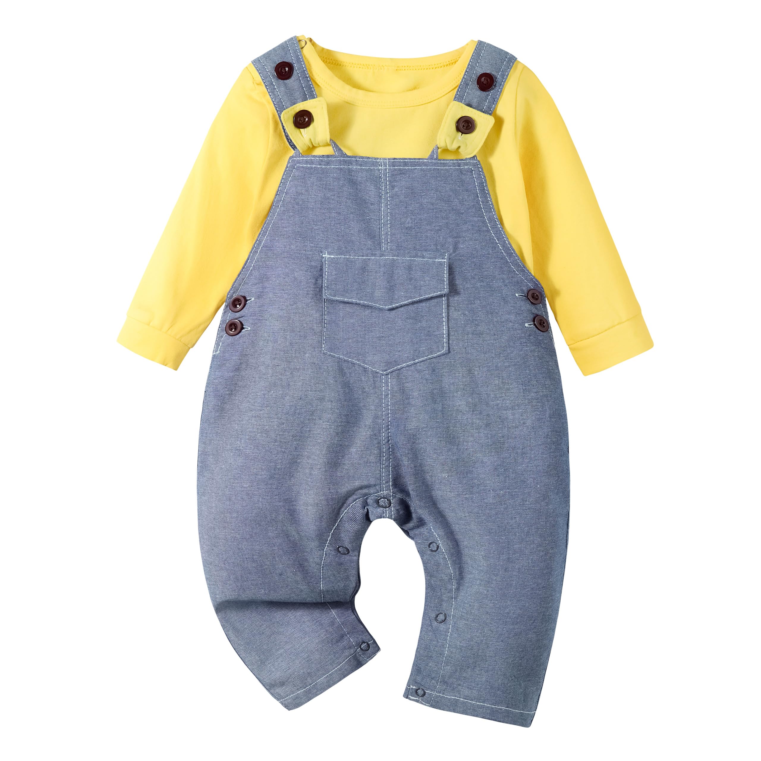 【送料無料】[Volunboy] ベビー服 男の子 春 秋 長袖 ロンパース サロペット 2点セット 赤ちゃん服 オ..