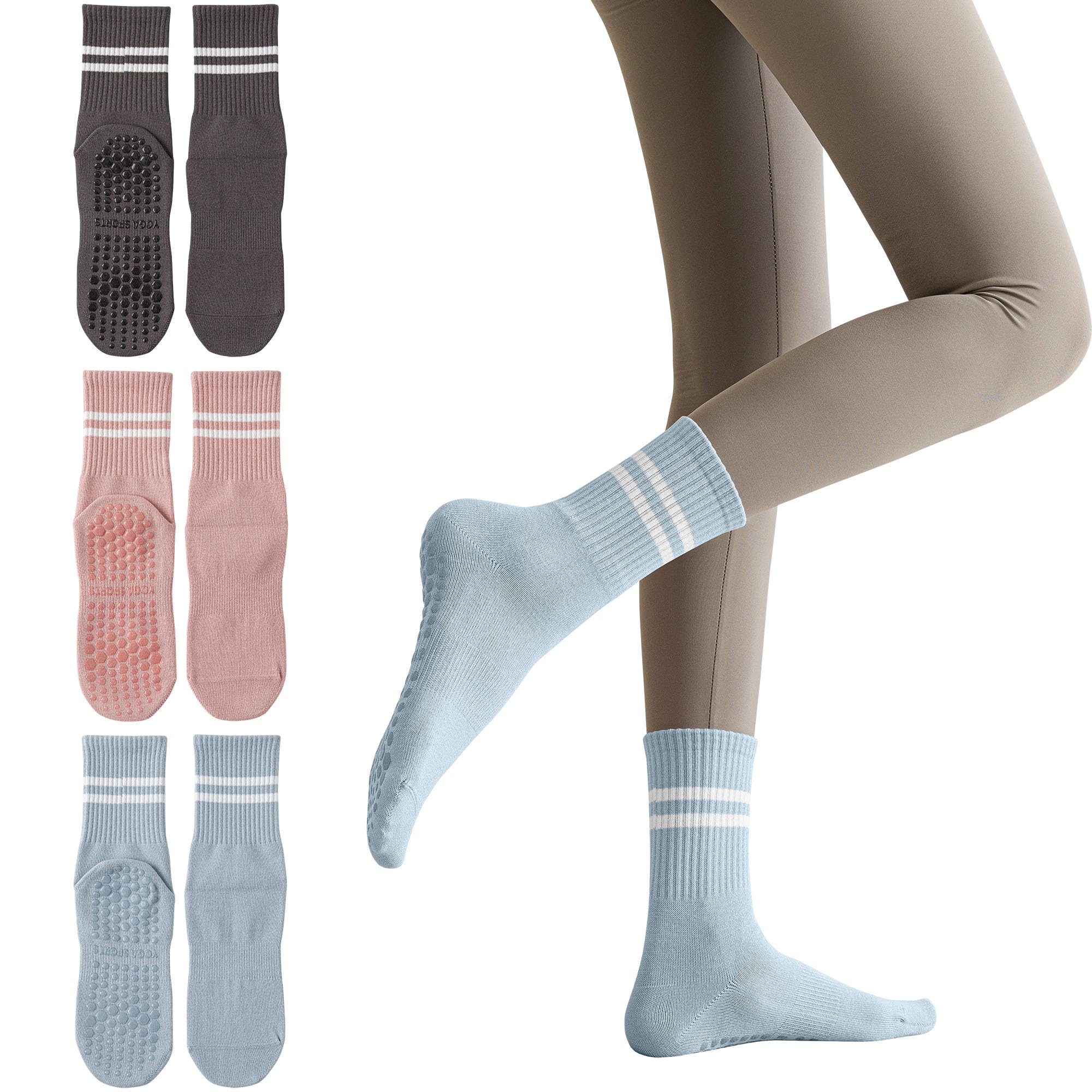 【送料無料】[HWVICTORYV] ヨガソックス 滑り止め付き ピラティス 靴下 レディース くるぶし 綿 抗菌 ..