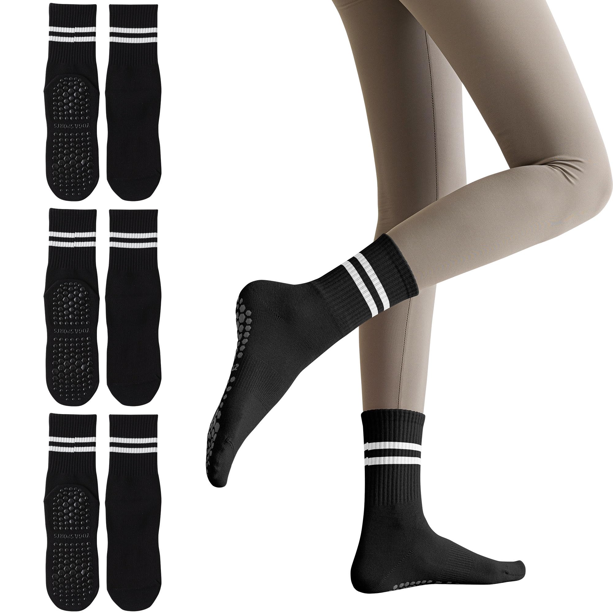 【送料無料】[HWVICTORYV] ヨガソックス 滑り止め付き ピラティス 靴下 レディース くるぶし 綿 抗菌 ..