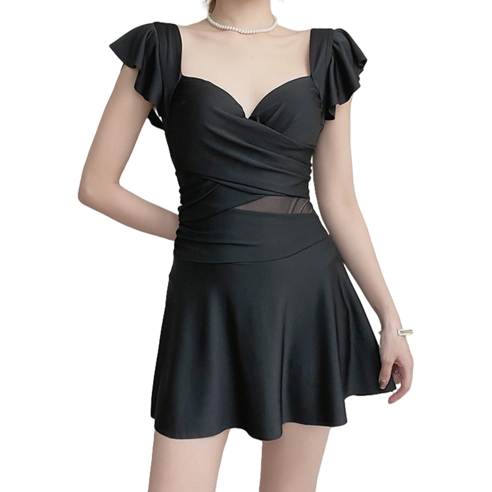 【送料無料】[HuuMeNEIDOO] 水着 レディース ワンピース 体型カバー フリル 大きいサイ ...