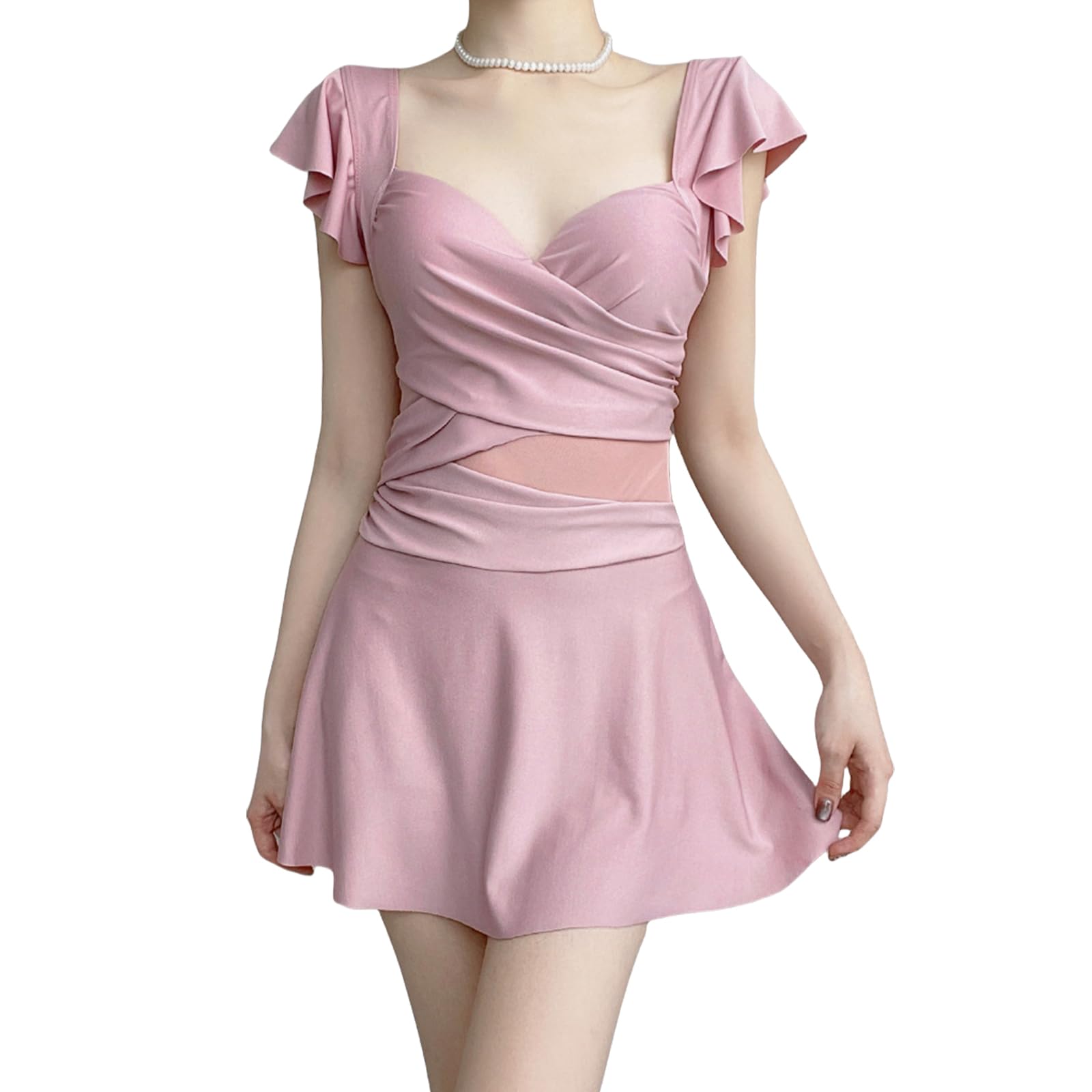 【送料無料】[HuuMeNEIDOO] 水着 レディース ワンピース 体型カバー フリル 大きいサイ ...