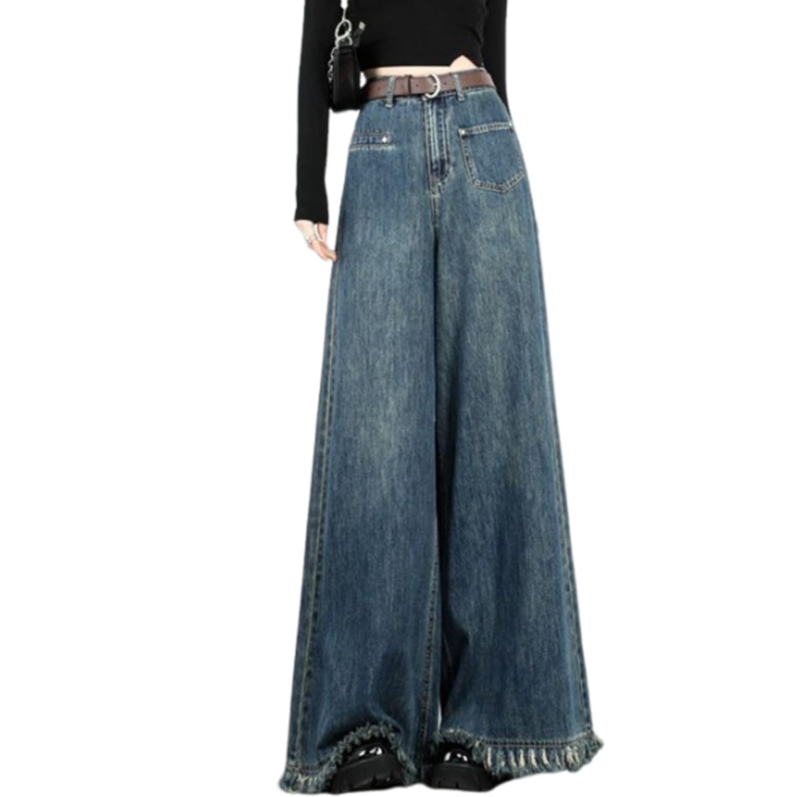 【送料無料】[HuuMeNEIDOO] デニムパンツ レディース ワイドパンツ ジーンズ パンツ ハイウエスト ロン..