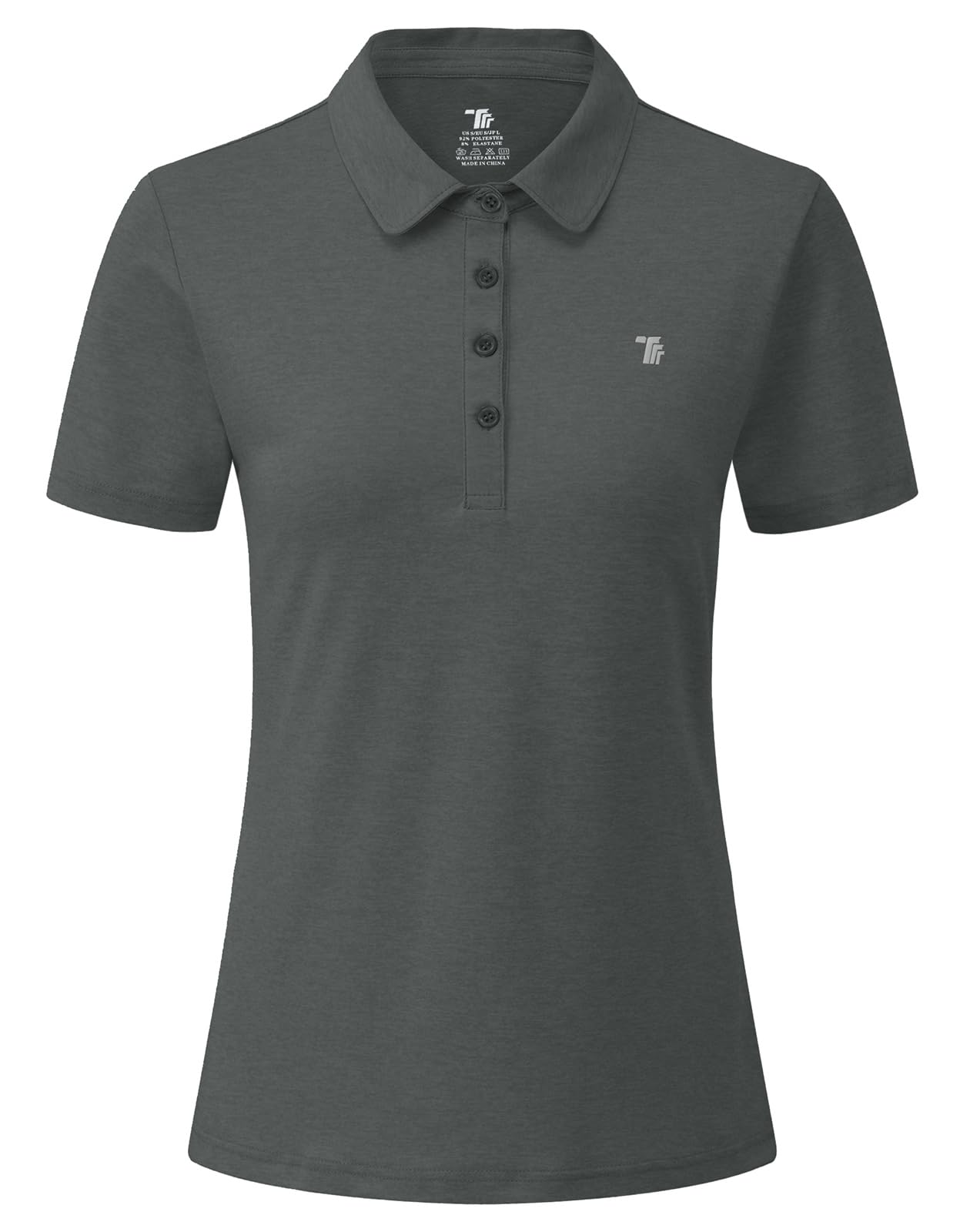 【送料無料】[Gopune] レディース ポロシャツ 半袖 ゴルフ ショートシャツ 吸汗速乾 通気 UVカット スボーツ tシャツ ストレッチ カジュアル テニスウェア 襟付き 作業服 通勤着 色：グレー01、サイズ：L