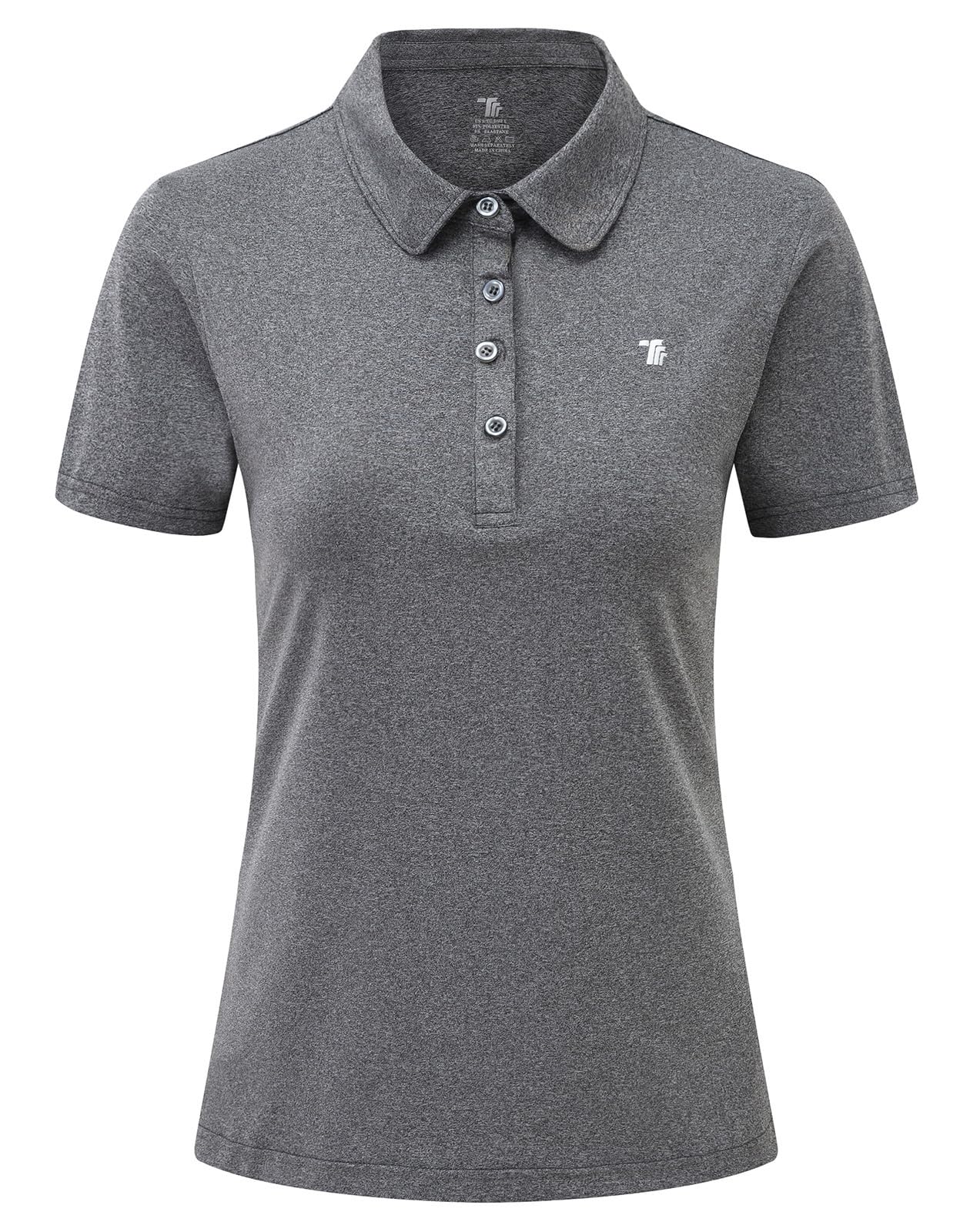 【送料無料】[Gopune] レディース ポロシャツ 半袖 ゴルフ ショートシャツ 吸汗速乾 通気 UVカット スボーツ tシャツ ストレッチ カジュアル テニスウェア 襟付き 作業服 通勤着 色：グレー、サイズ：3XL