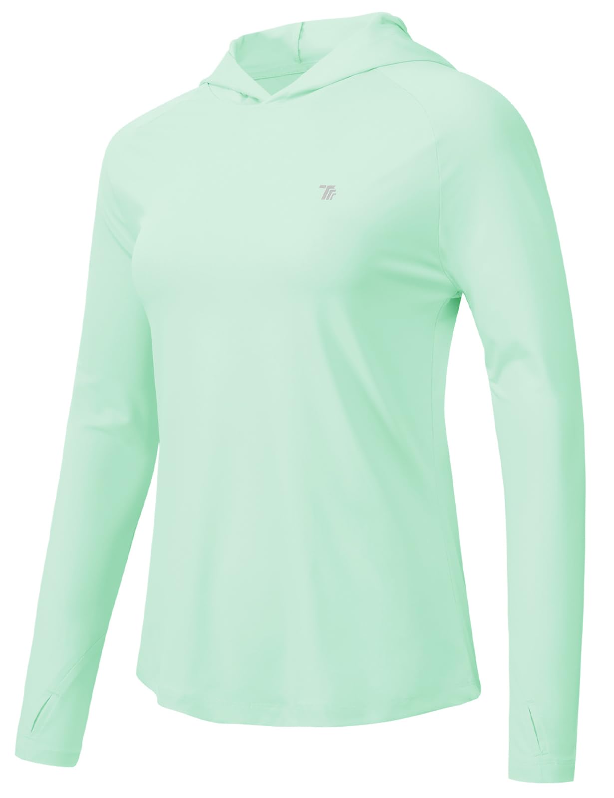 【送料無料】[Gopune] 登山 シャツ レディース 長袖 テニスウェア ロンt 吸汗 速乾 パーカー フード付き uvカット トップス 薄手 スポーツウェア ヨガウェア 大きいサイズ 色：ライトグリーン、サイズ：L